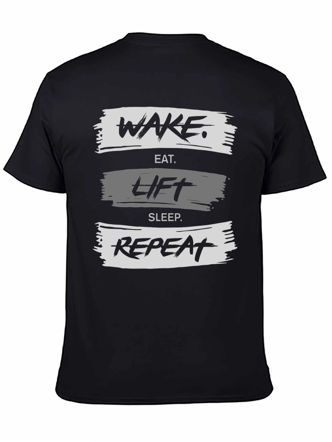 Wake Eat Lift Sleep Repeat Black Graphic Tee