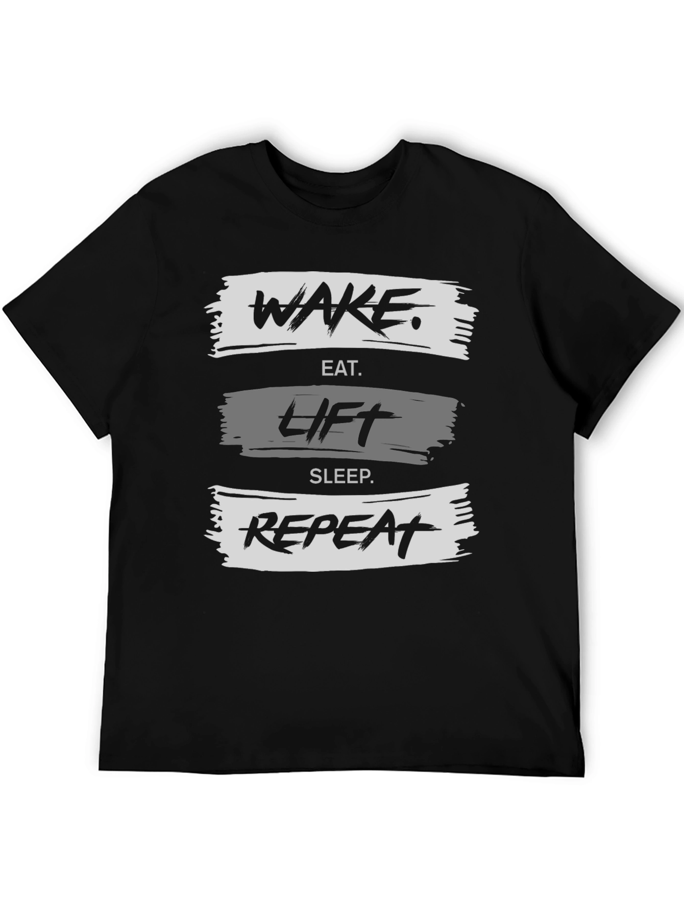 Wake Eat Lift Sleep Repeat Black Graphic Tee