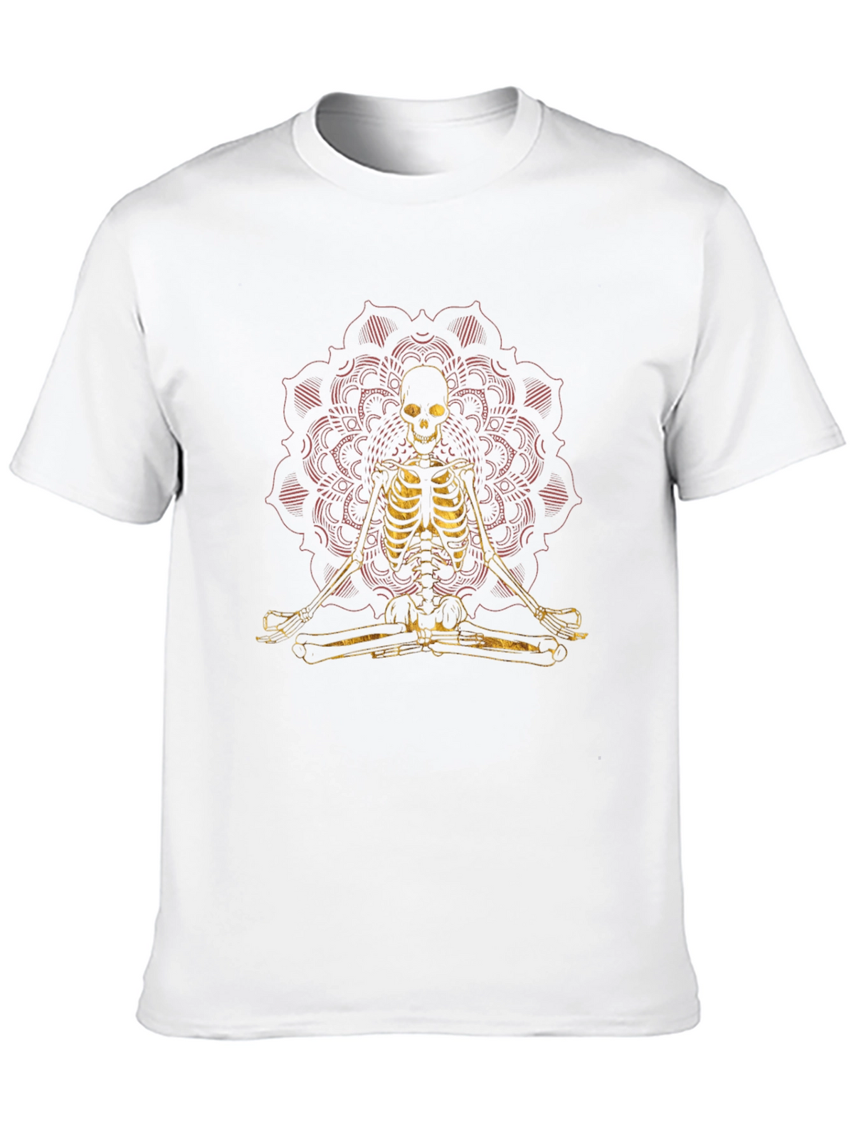 Meditating Skeleton Mandala Graphic Tee - Black