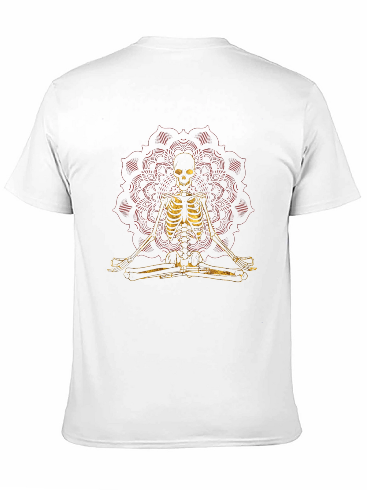 Meditating Skeleton Mandala Graphic Tee - Black