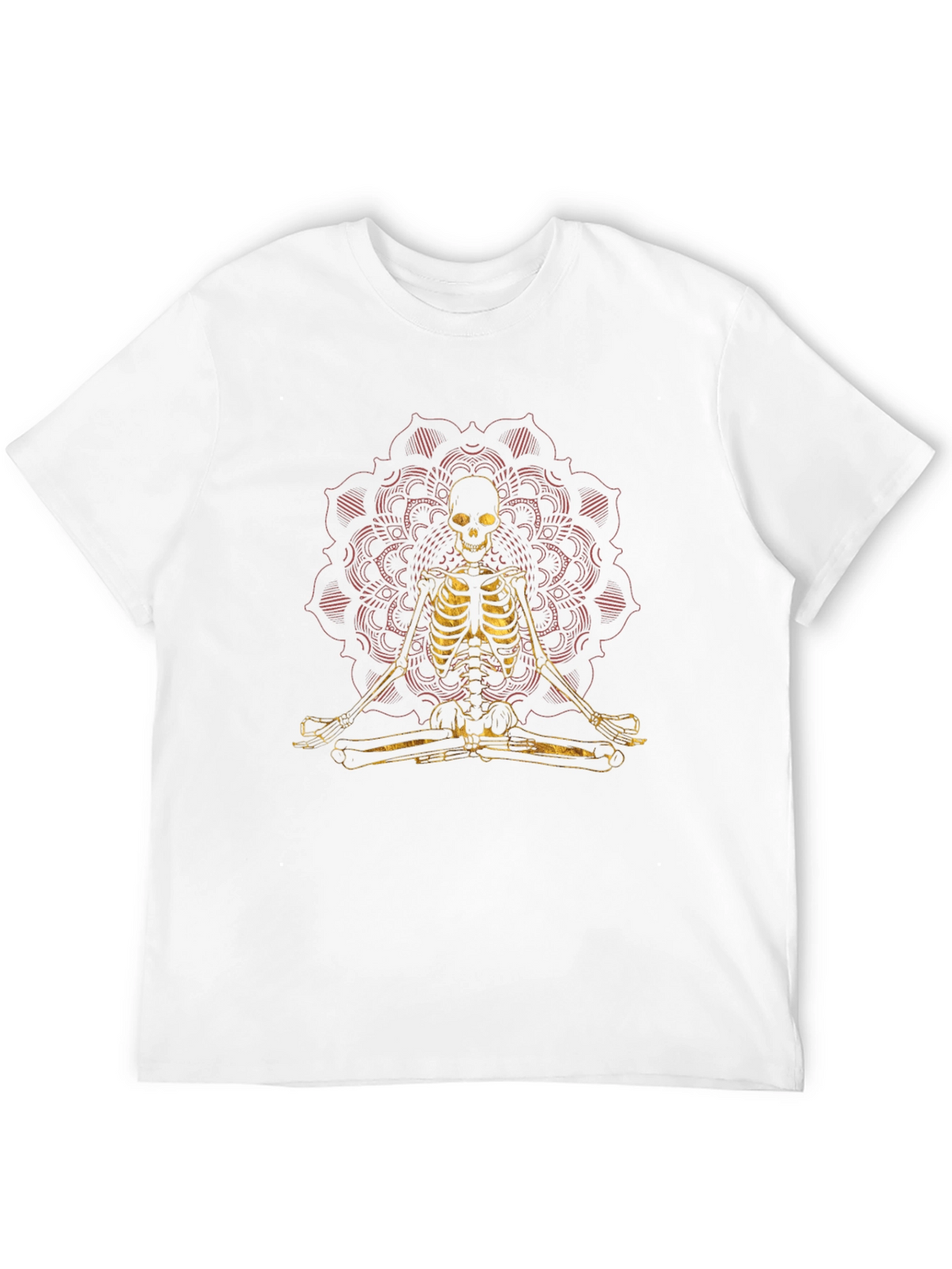 Meditating Skeleton Mandala Graphic Tee - Black