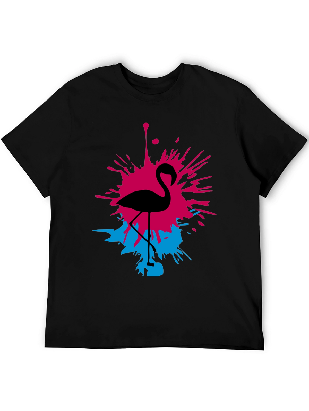 Flamingo Splash Graphic Tee - Black