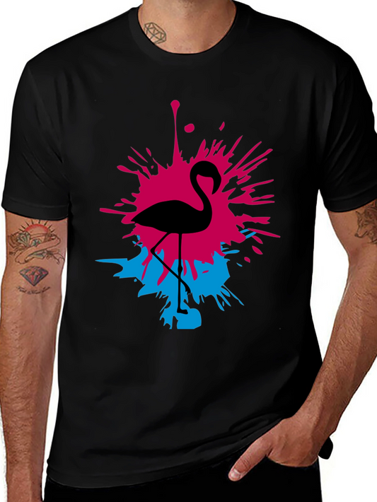 Flamingo Splash Graphic Tee - Black