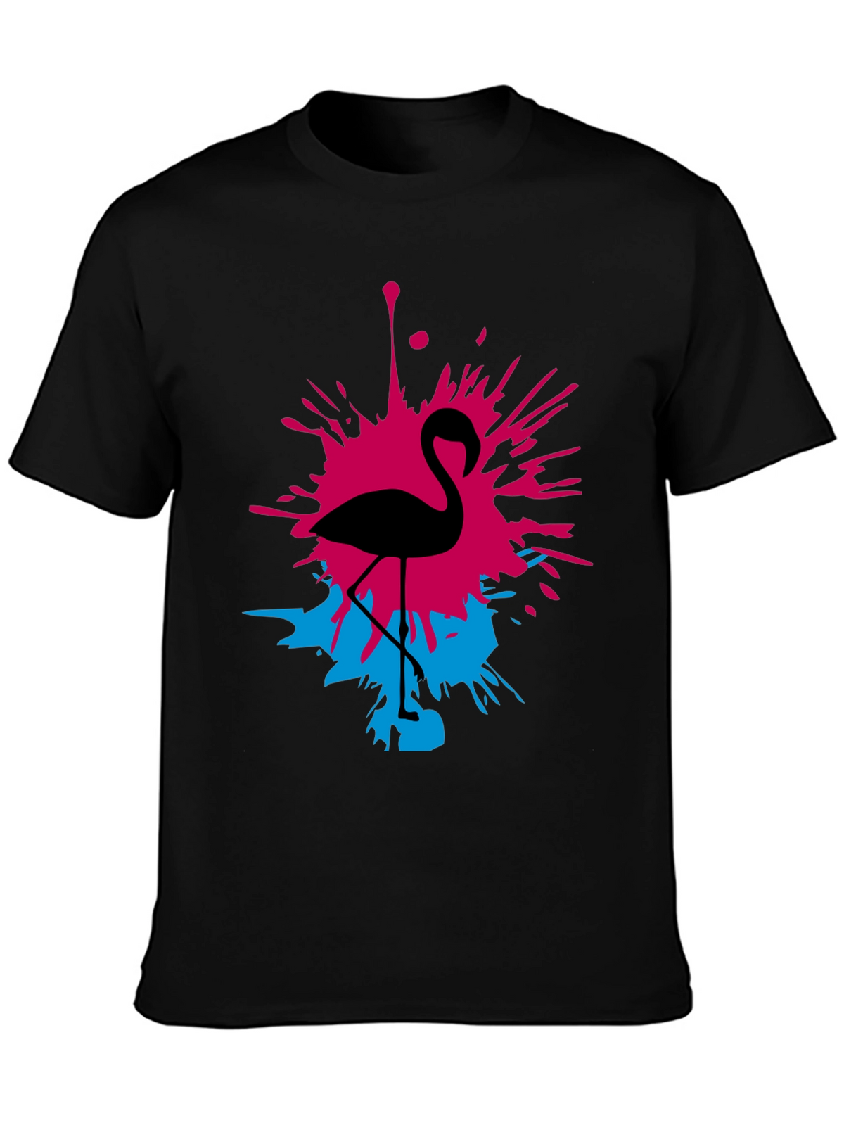 Flamingo Splash Graphic Tee - Black