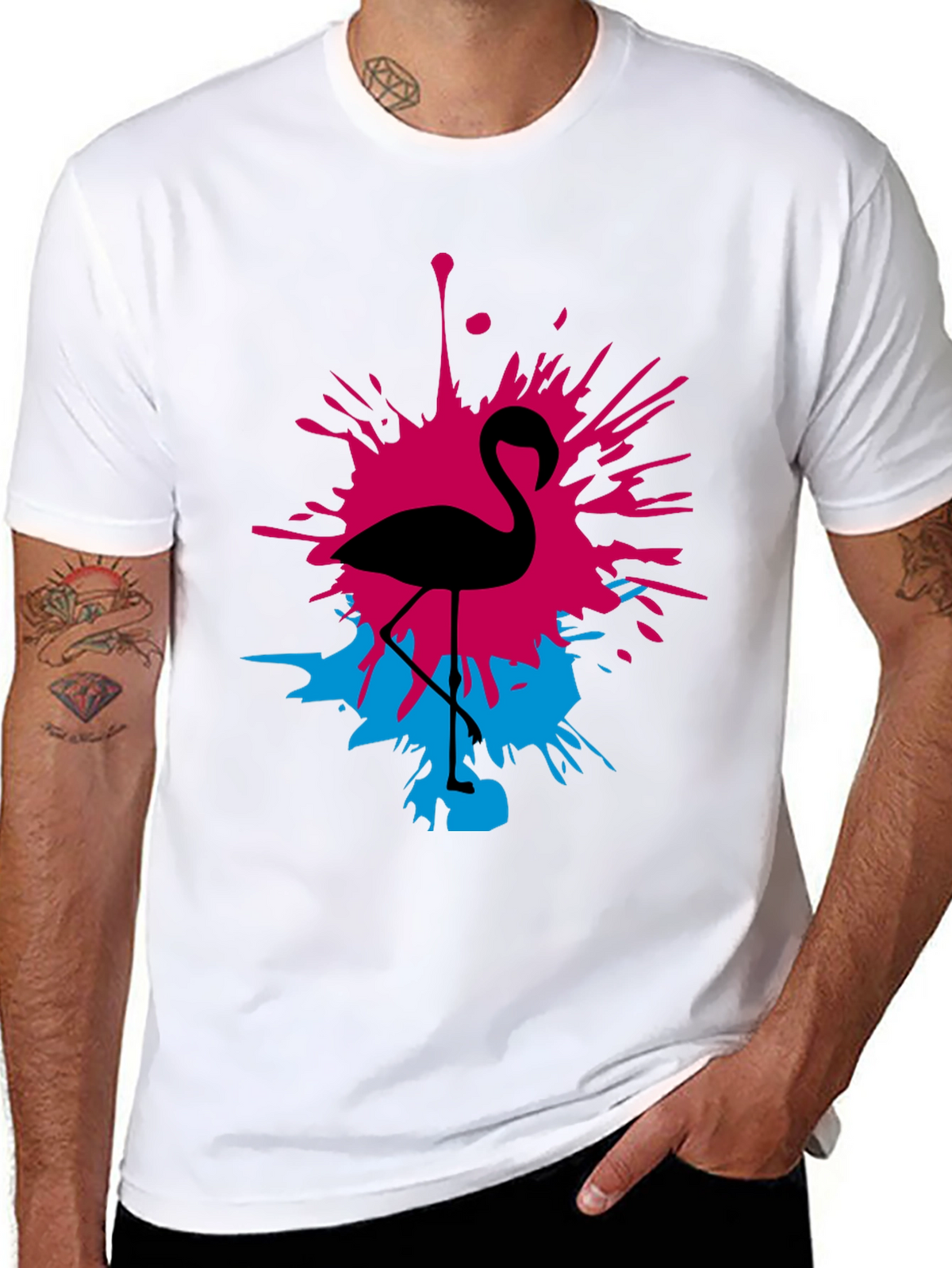 Flamingo Splash Graphic Tee - Black