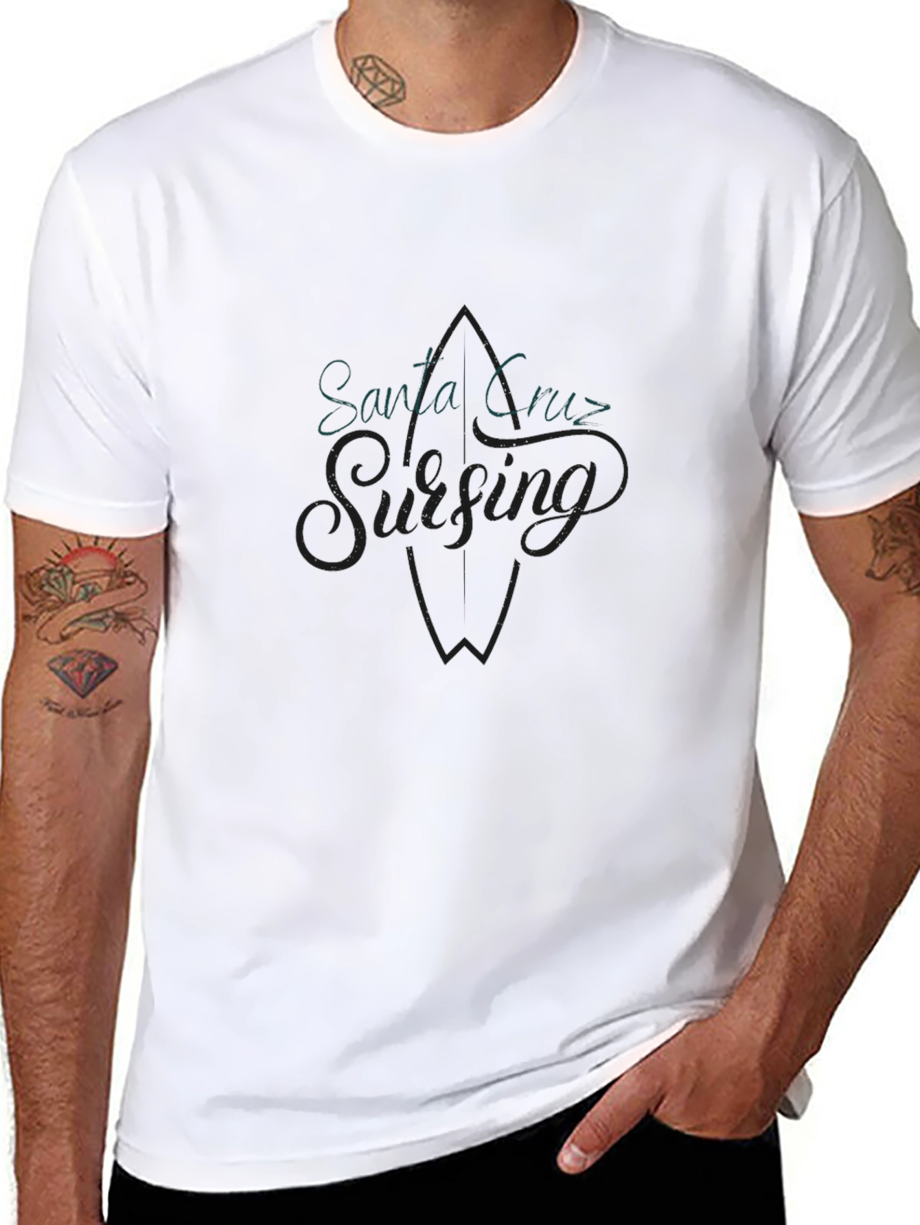 Santa Cruz Surfing Black Graphic Tee
