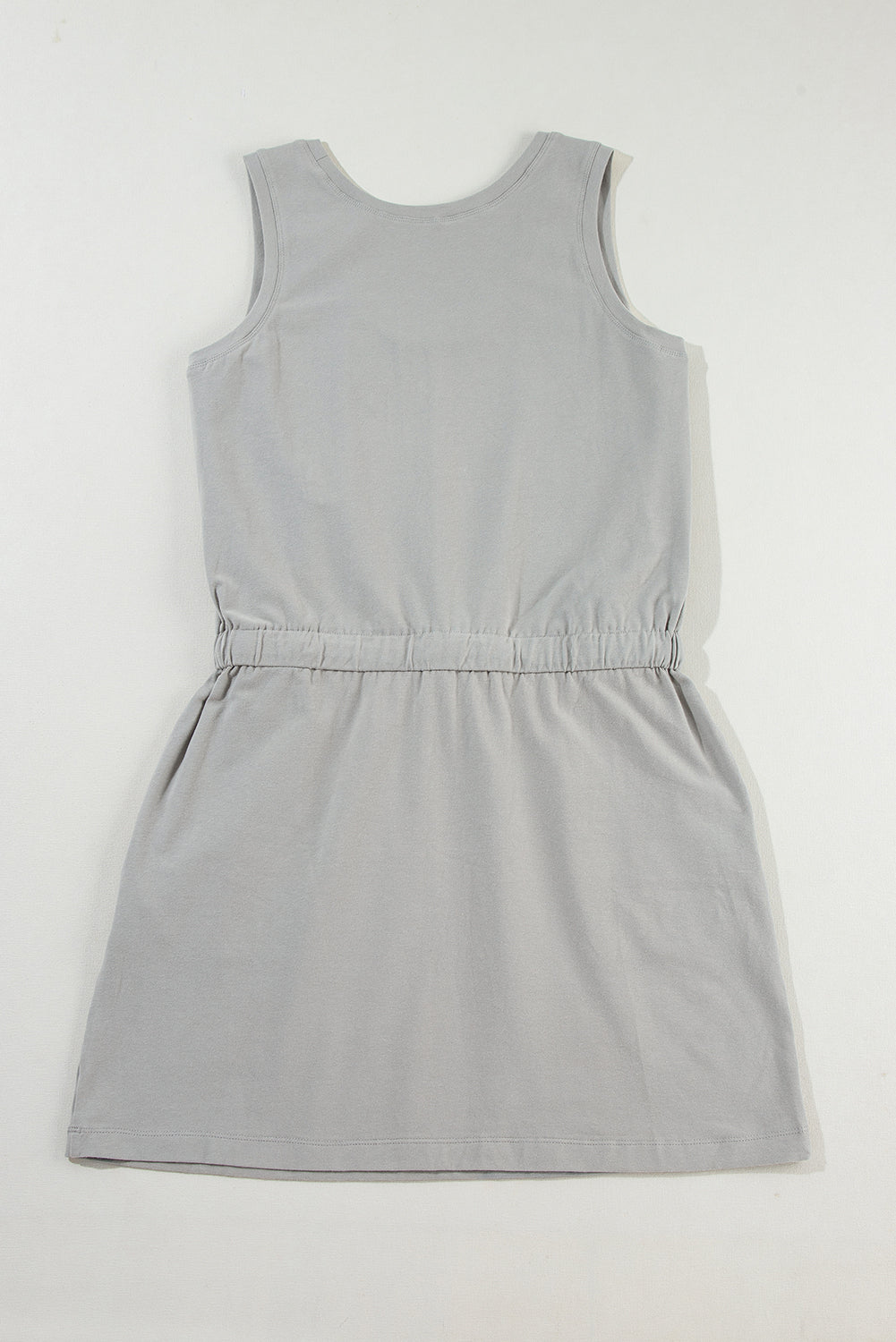 Gray Sleeveless Drawstring Waist Mini Dress