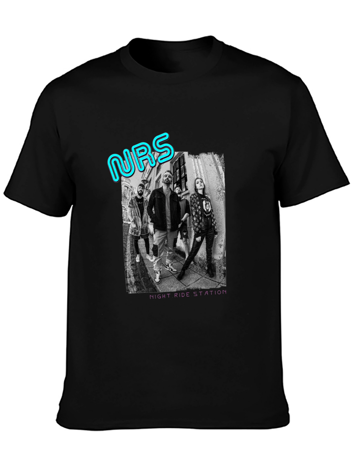 Night Ride Station Graphic T-Shirt - Black Cotton Tee