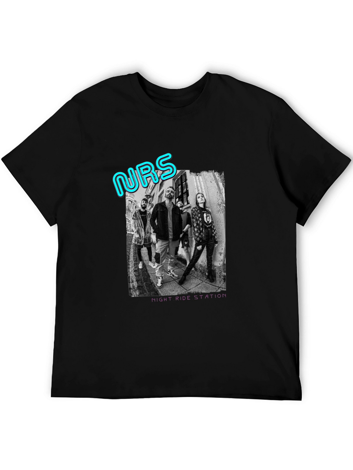 Night Ride Station Graphic T-Shirt - Black Cotton Tee