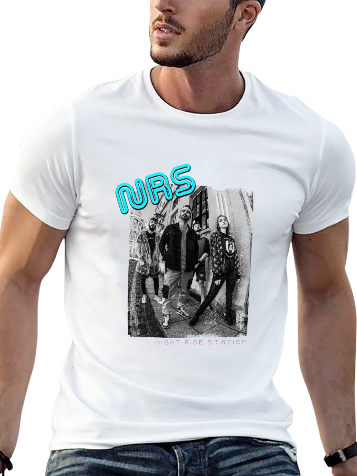 Night Ride Station Graphic T-Shirt - Black Cotton Tee