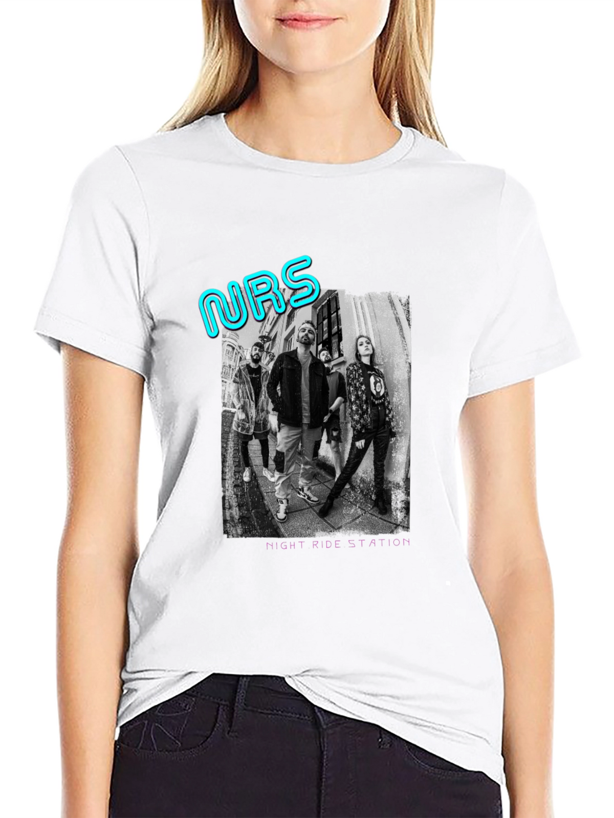 Night Ride Station Graphic T-Shirt - Black Cotton Tee