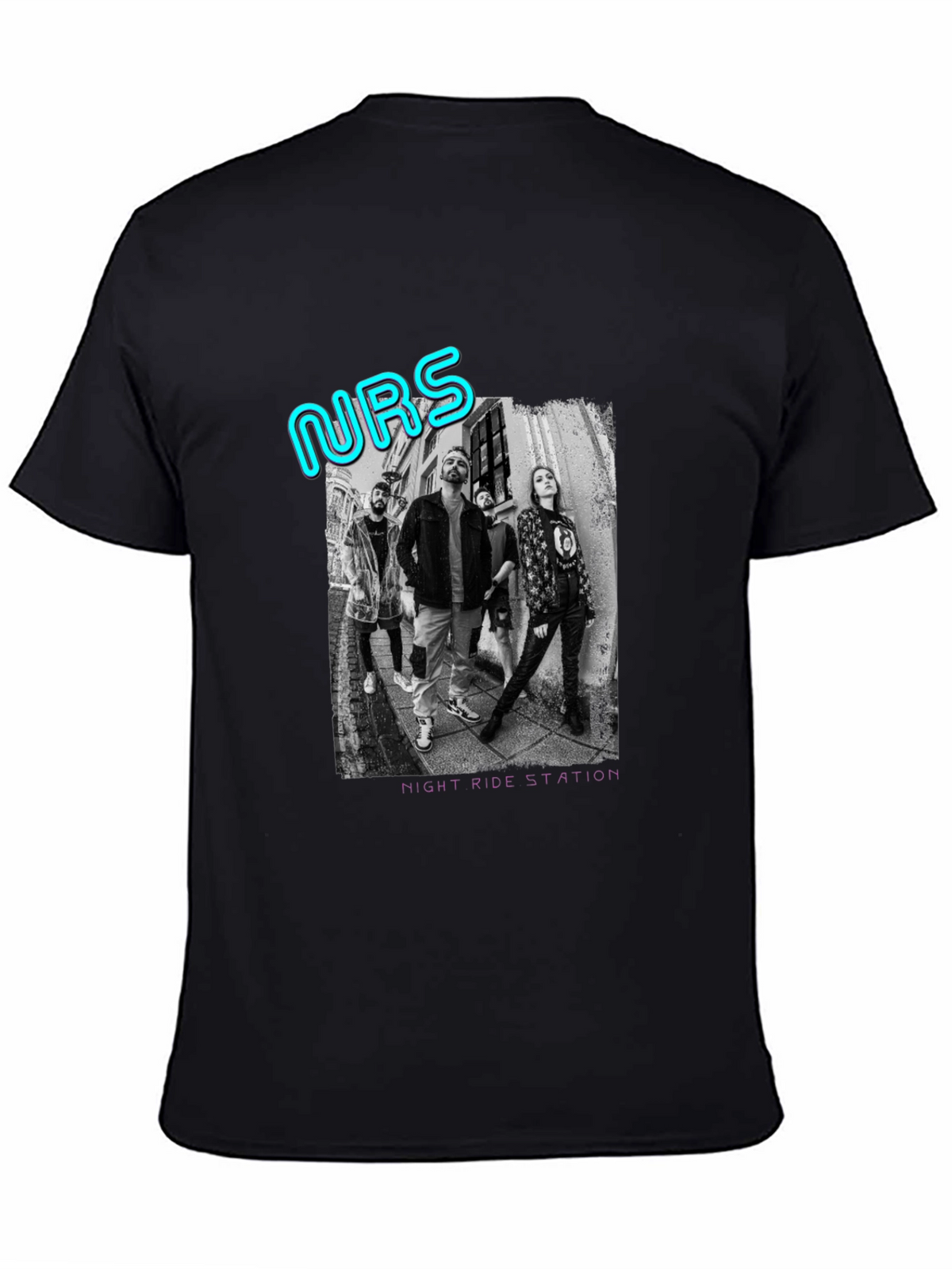 Night Ride Station Graphic T-Shirt - Black Cotton Tee