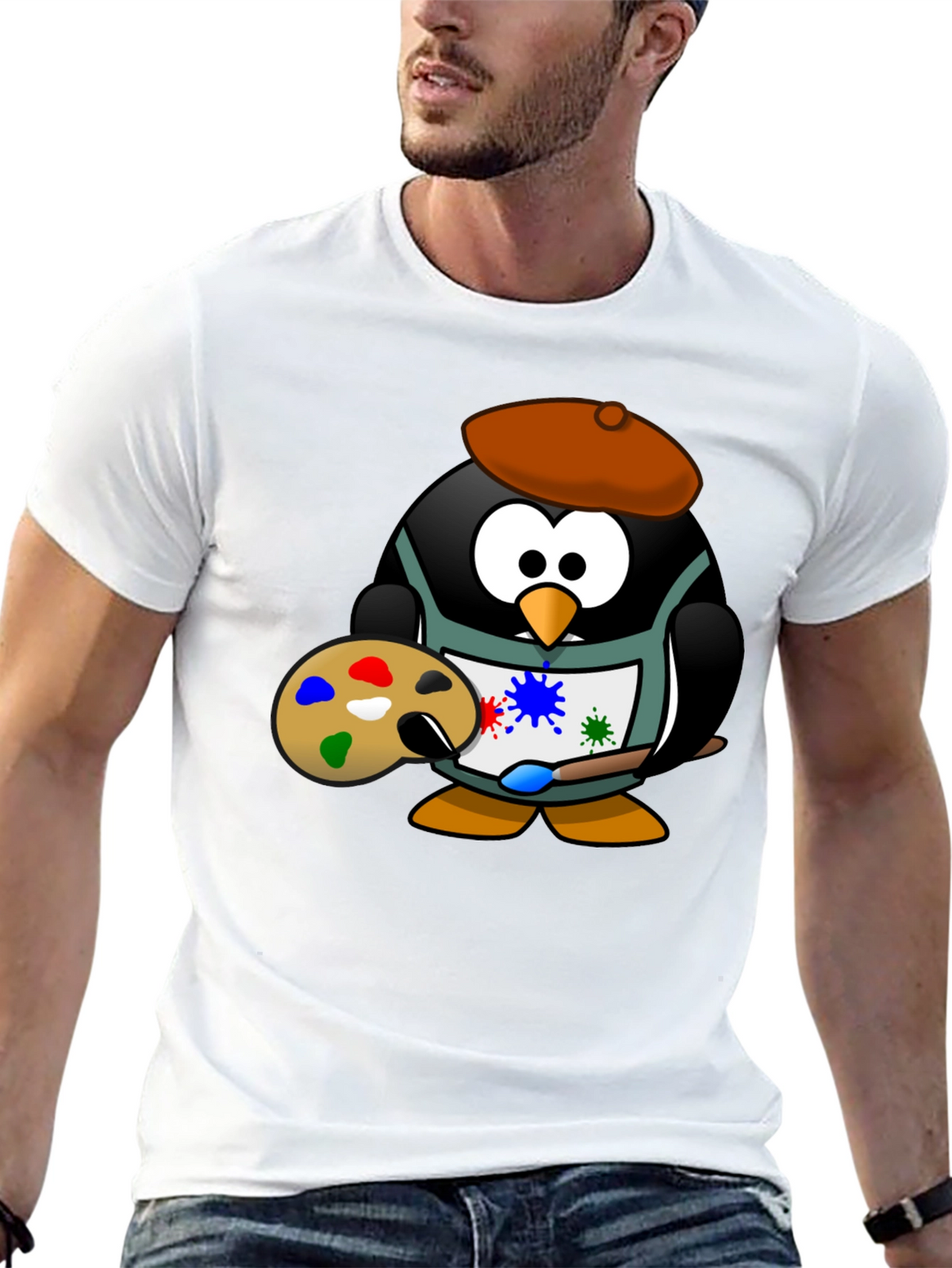 Penguin Artist Graphic T-Shirt - Black