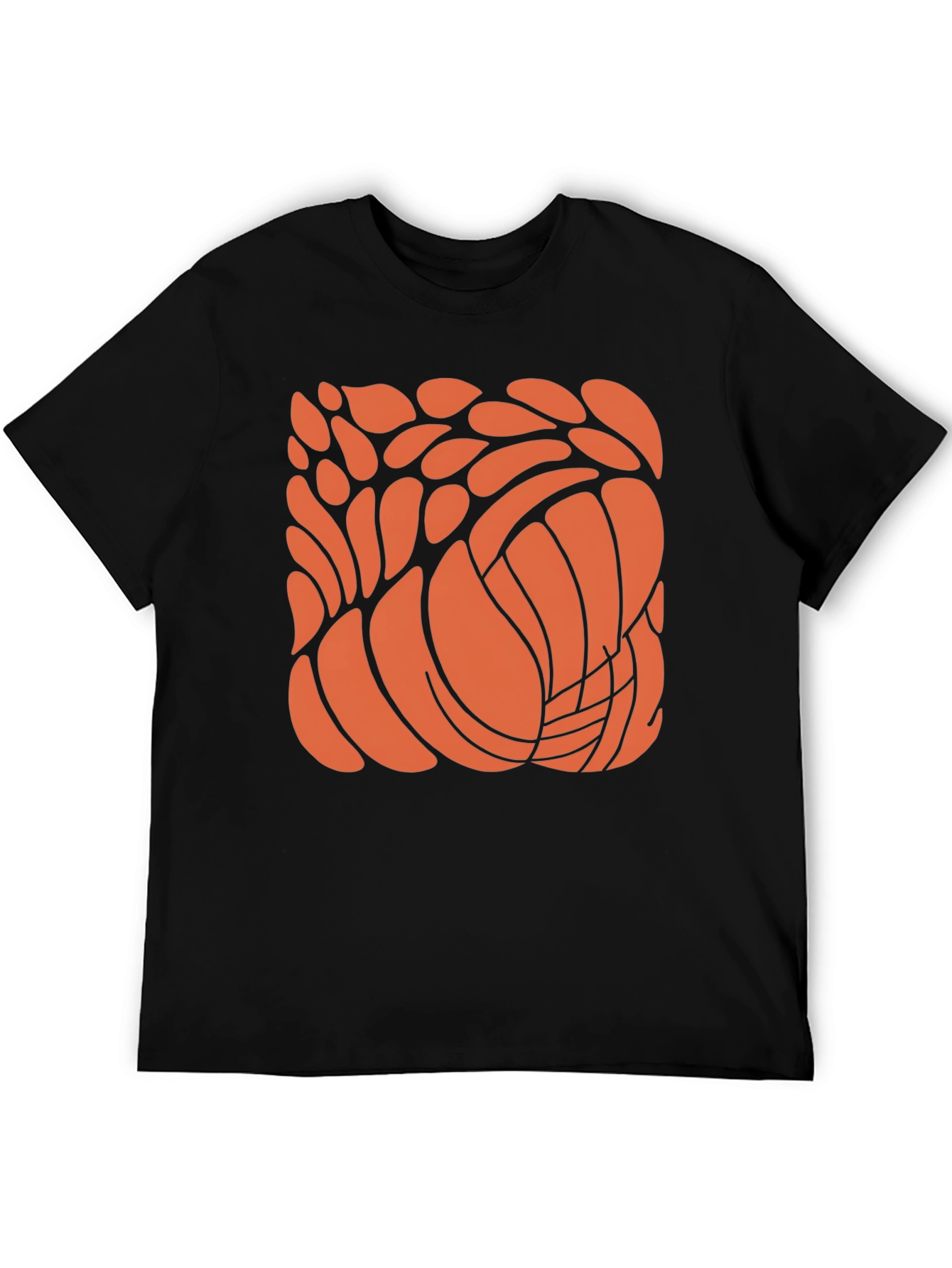 Abstract Orange Design Black T-Shirt
