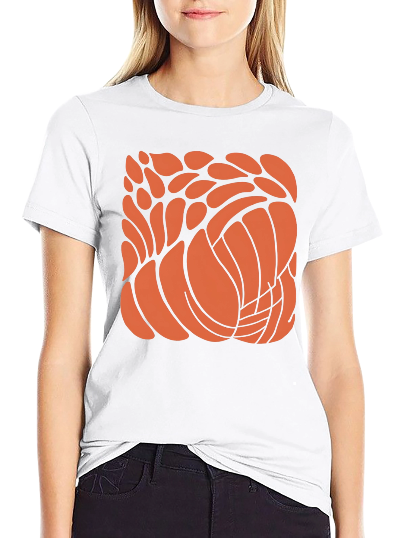 Abstract Orange Design Black T-Shirt