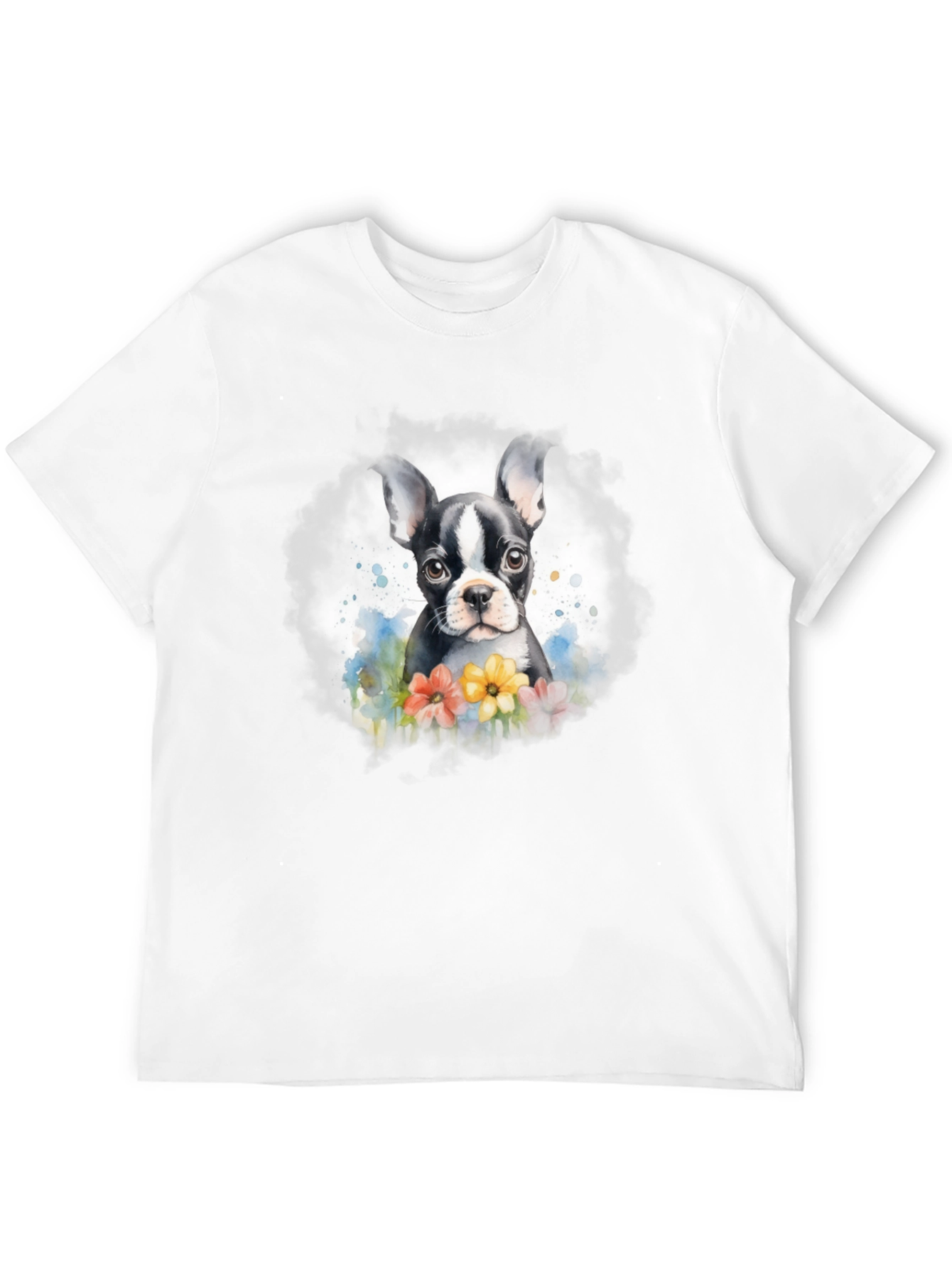 Boston Terrier Puppy Floral T-Shirt