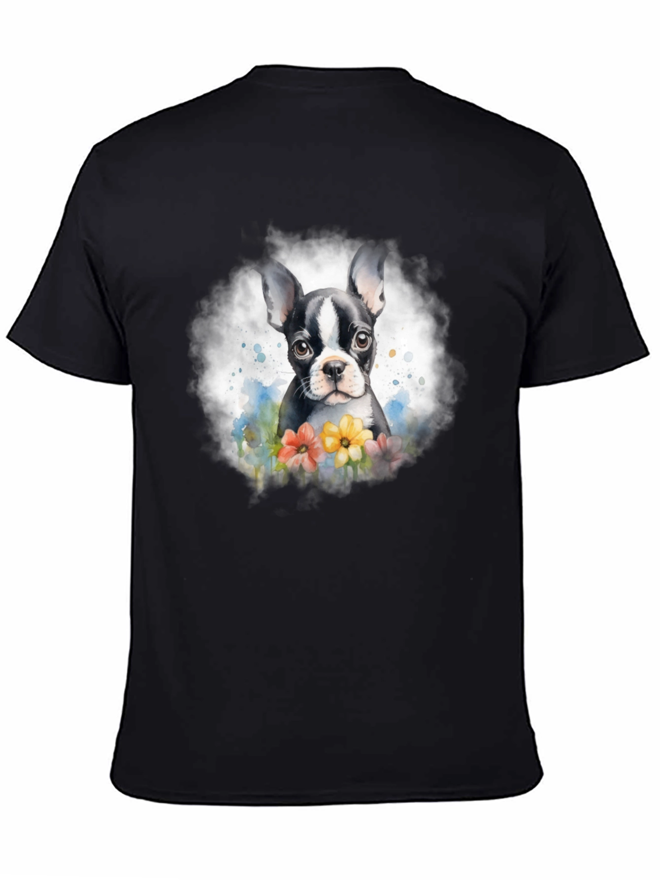 Boston Terrier Puppy Floral T-Shirt