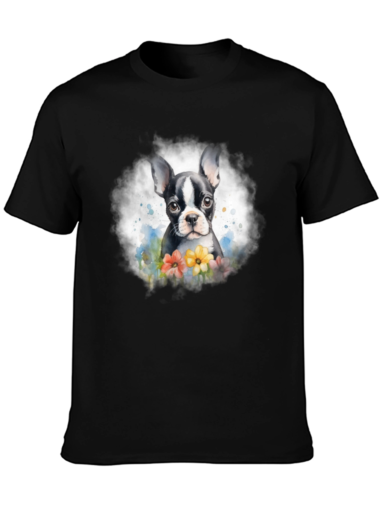 Boston Terrier Puppy Floral T-Shirt