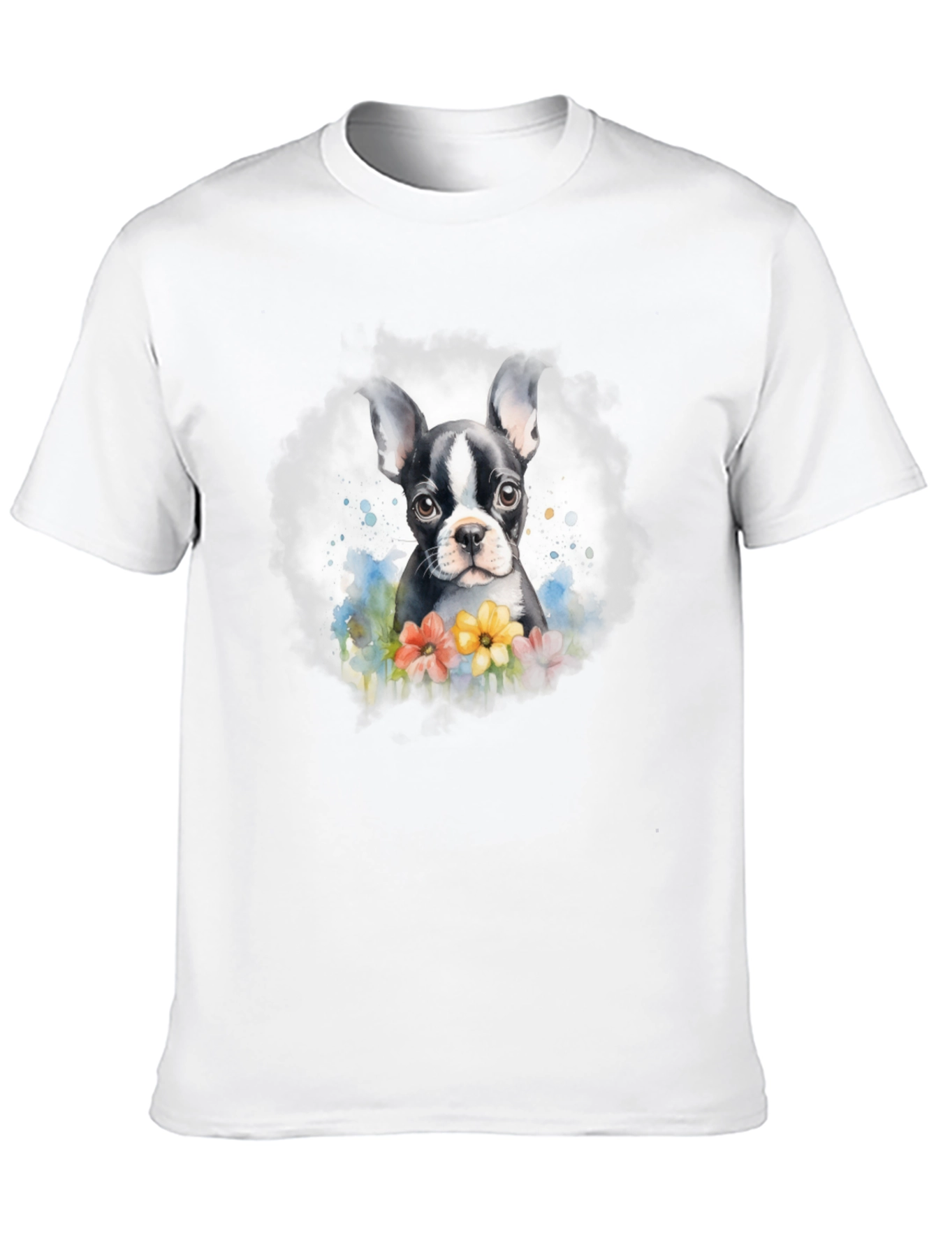 Boston Terrier Puppy Floral T-Shirt
