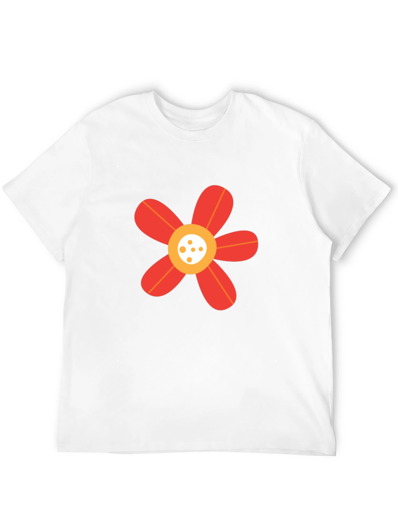 Black T-Shirt with Red Flower Graphic