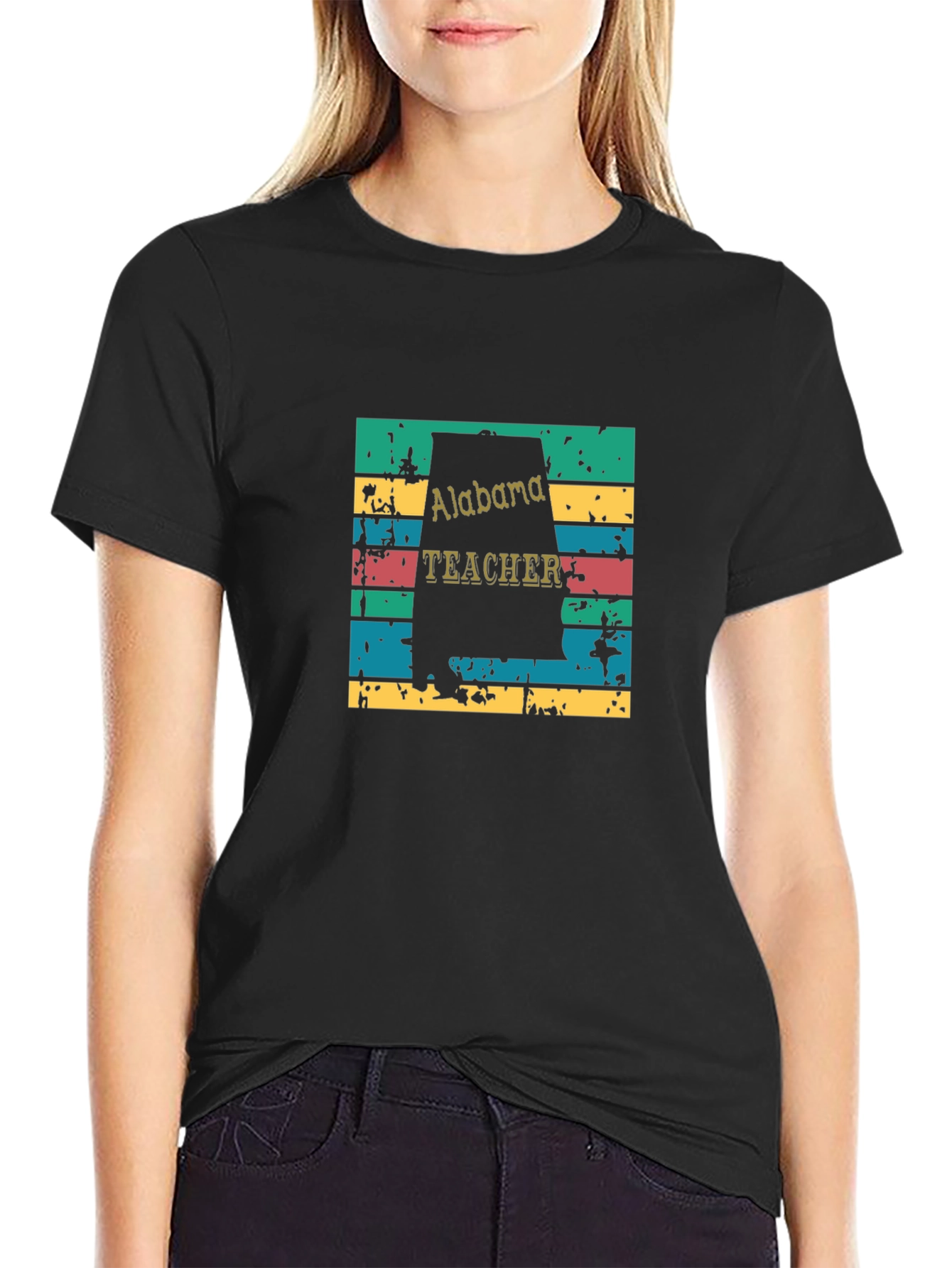 Alabama Teacher Retro T-Shirt - Black