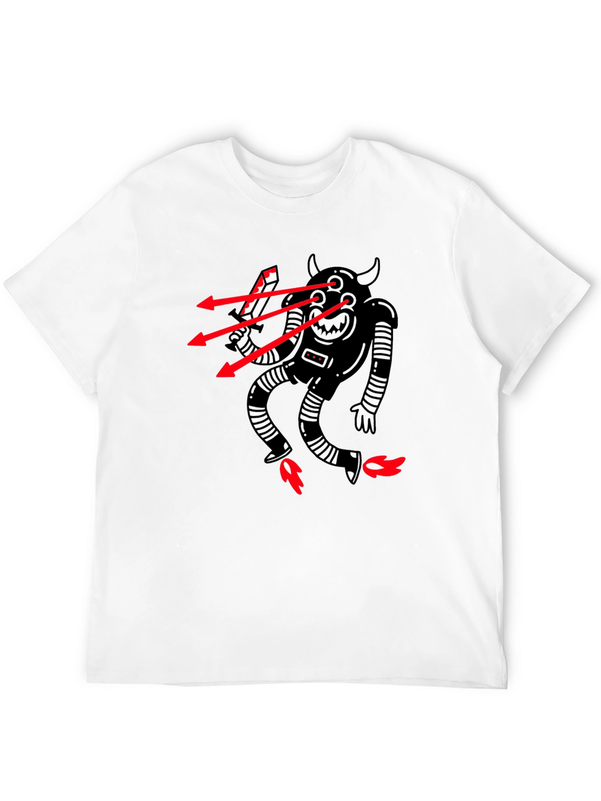 Mens Black T-Shirt with Robot Devil Graphic
