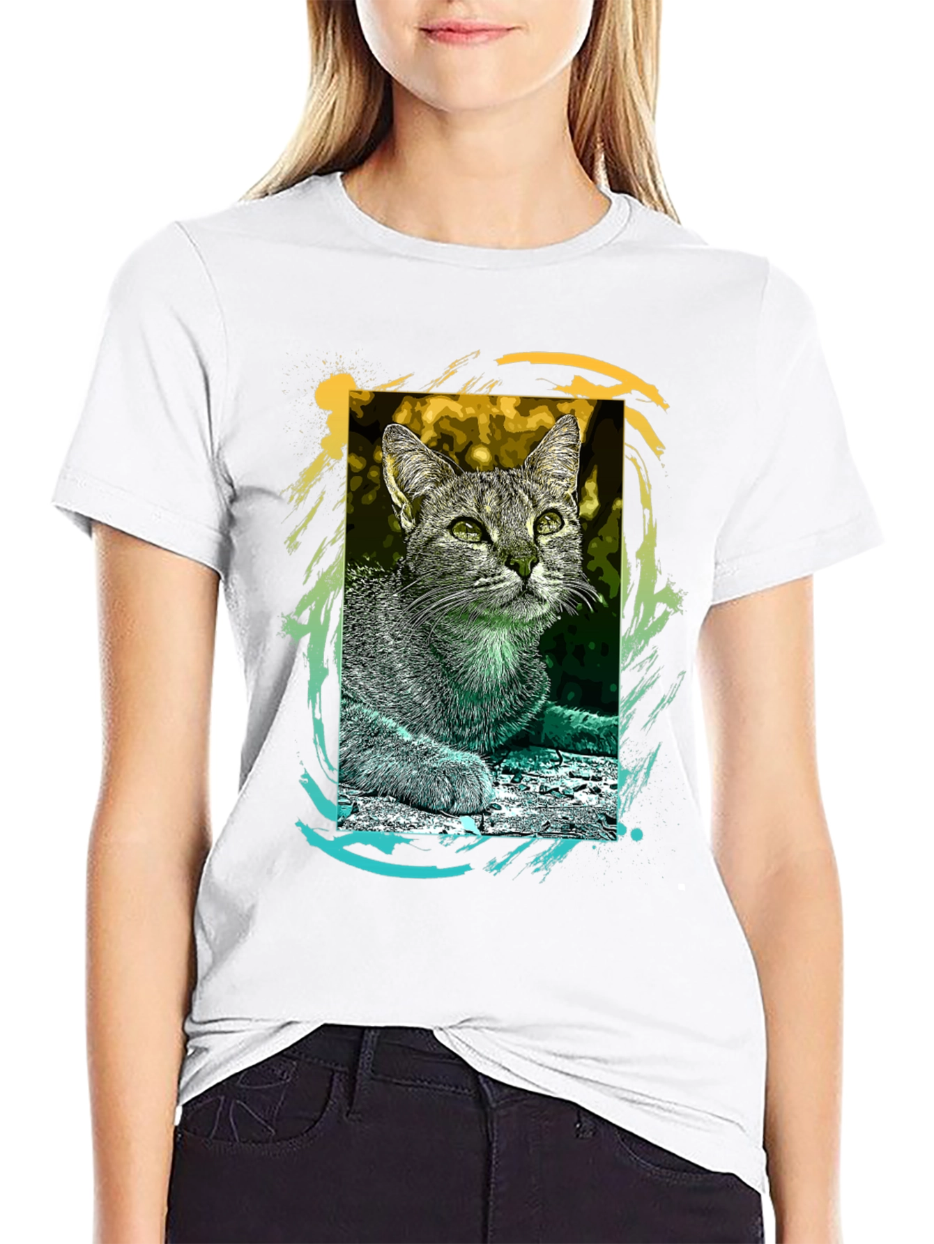 Cool Cat Graphic Tee - Trendy Unisex T-Shirt