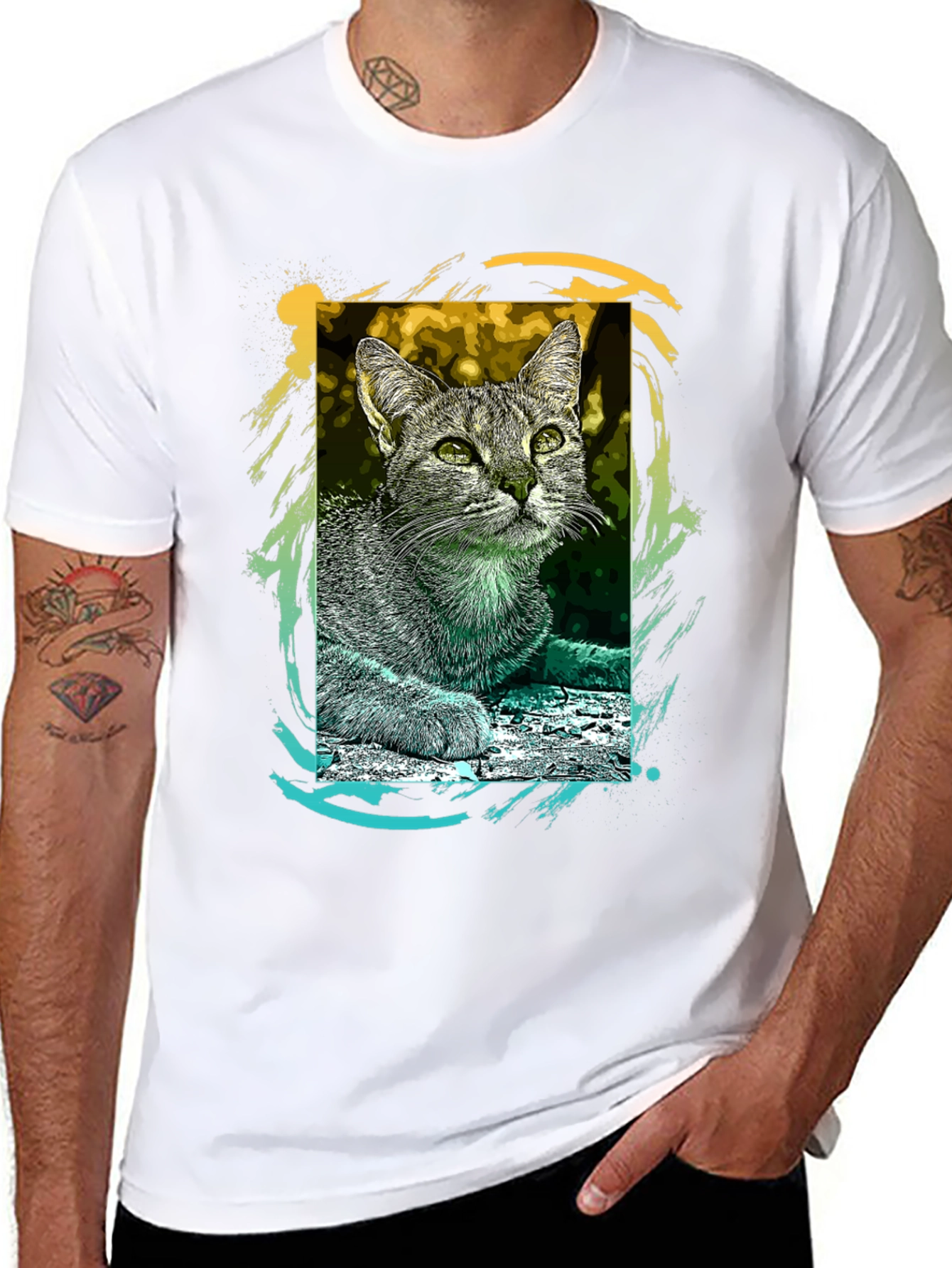 Cool Cat Graphic Tee - Trendy Unisex T-Shirt