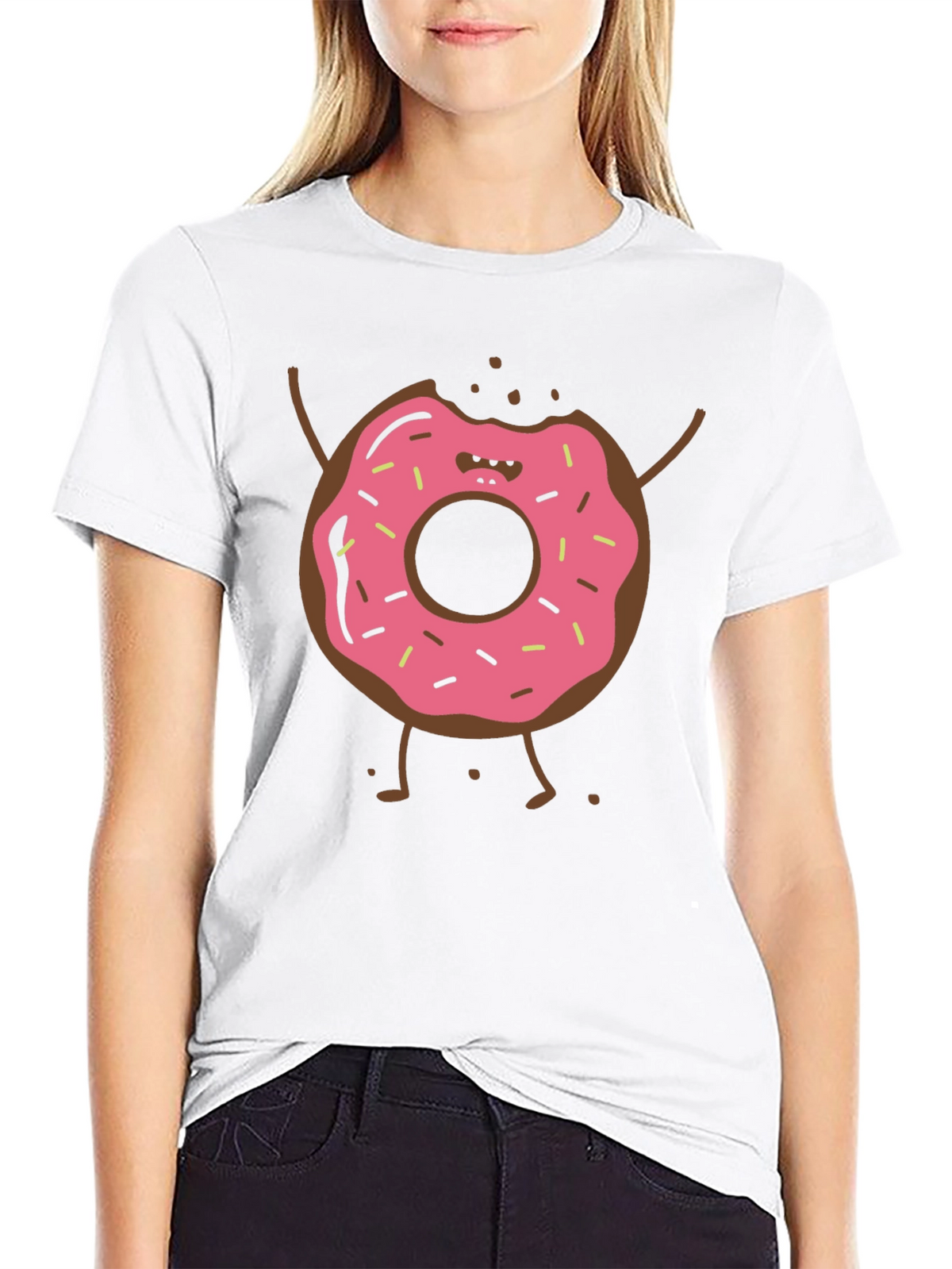 Funny Donut Cartoon Graphic T-Shirt