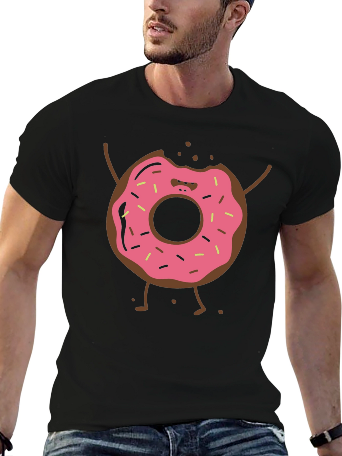 Funny Donut Cartoon Graphic T-Shirt