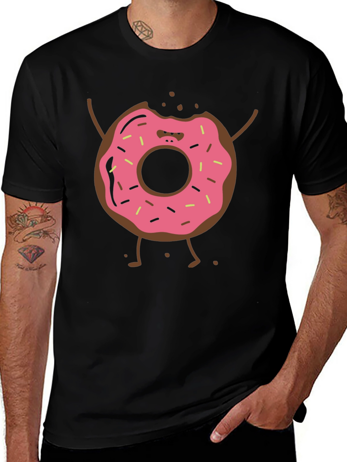 Funny Donut Cartoon Graphic T-Shirt