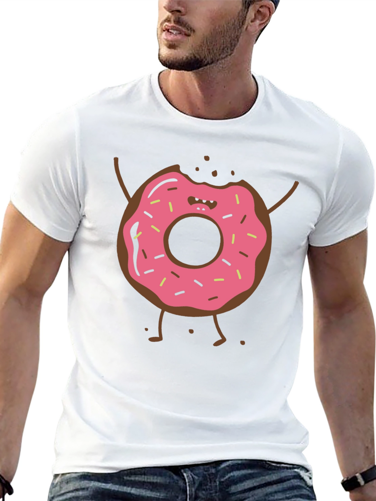 Funny Donut Cartoon Graphic T-Shirt