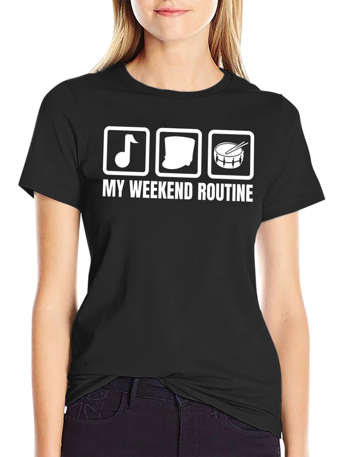 My Weekend Routine T-Shirt - Music Snare Drum