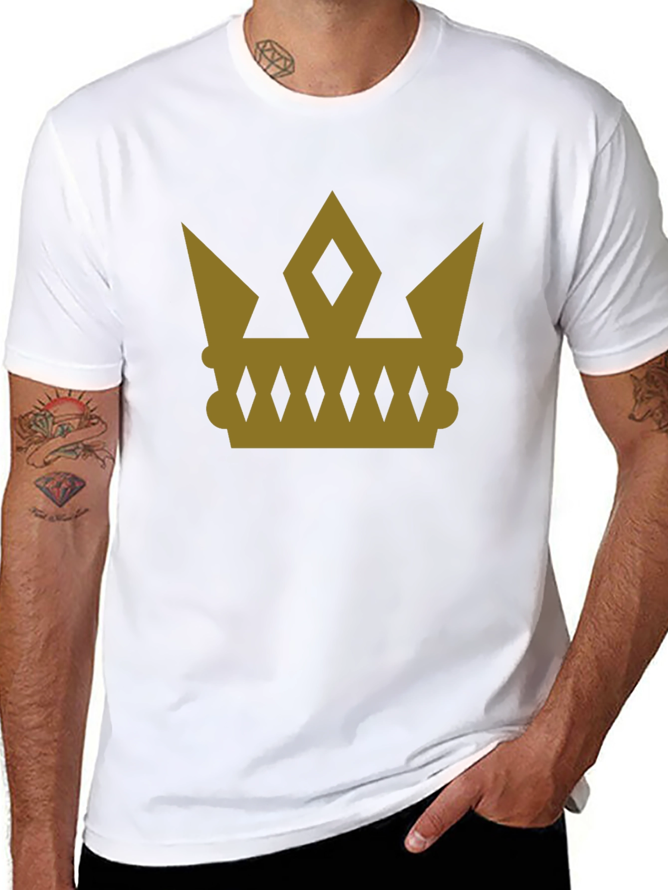Gold Crown Graphic Tee - Stylish Royal Design