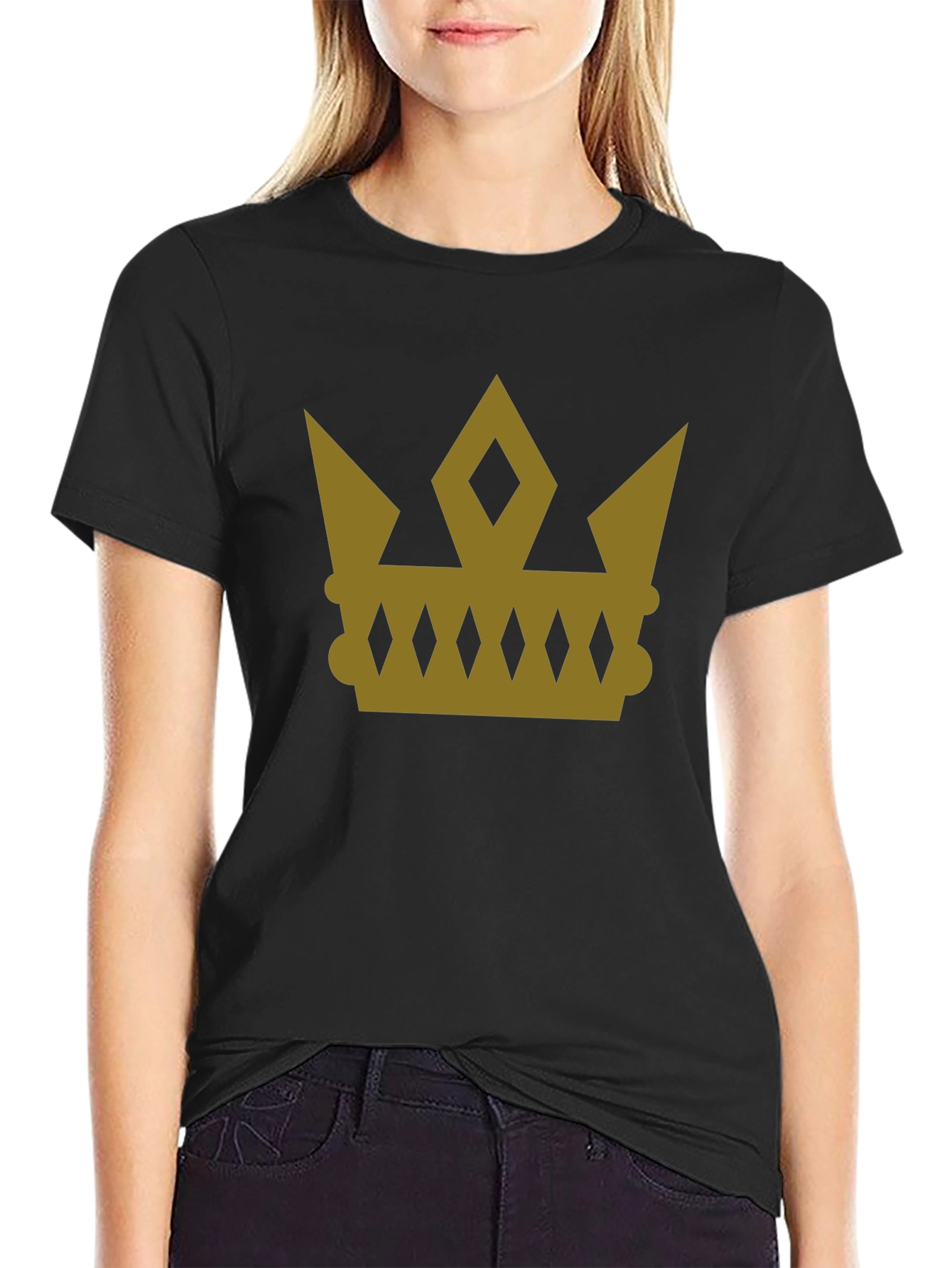 Gold Crown Graphic Tee - Stylish Royal Design