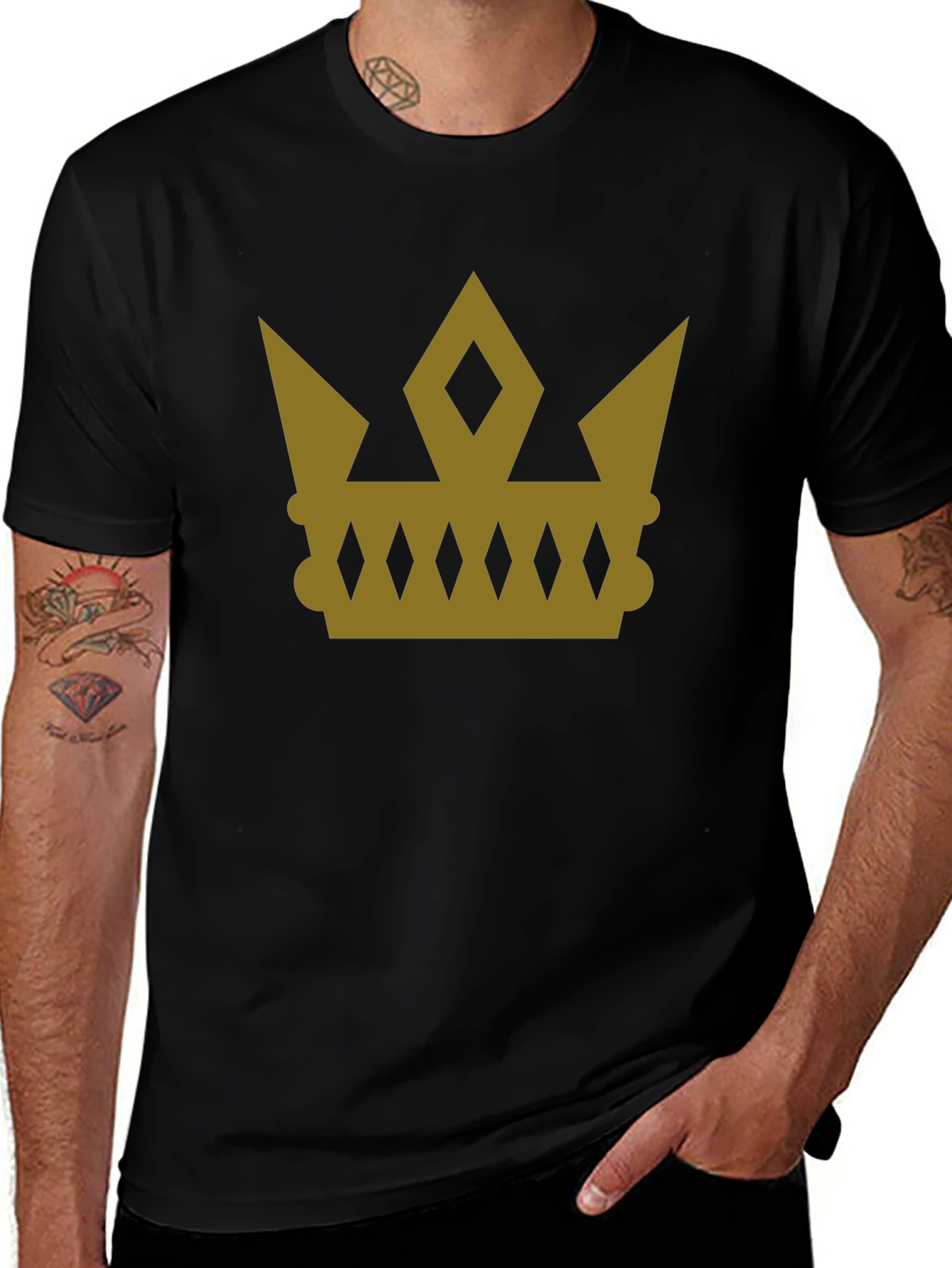 Gold Crown Graphic Tee - Stylish Royal Design