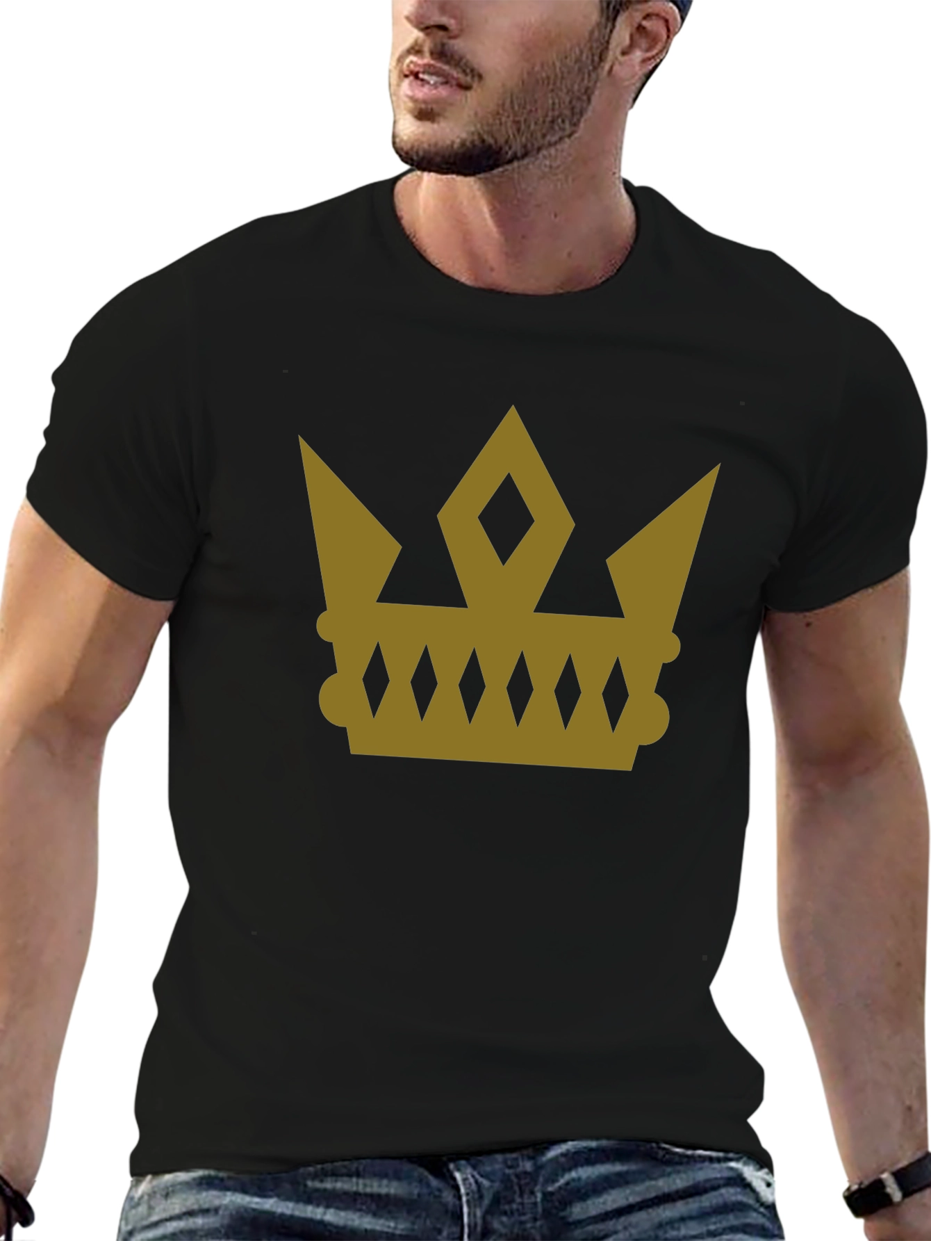 Gold Crown Graphic Tee - Stylish Royal Design