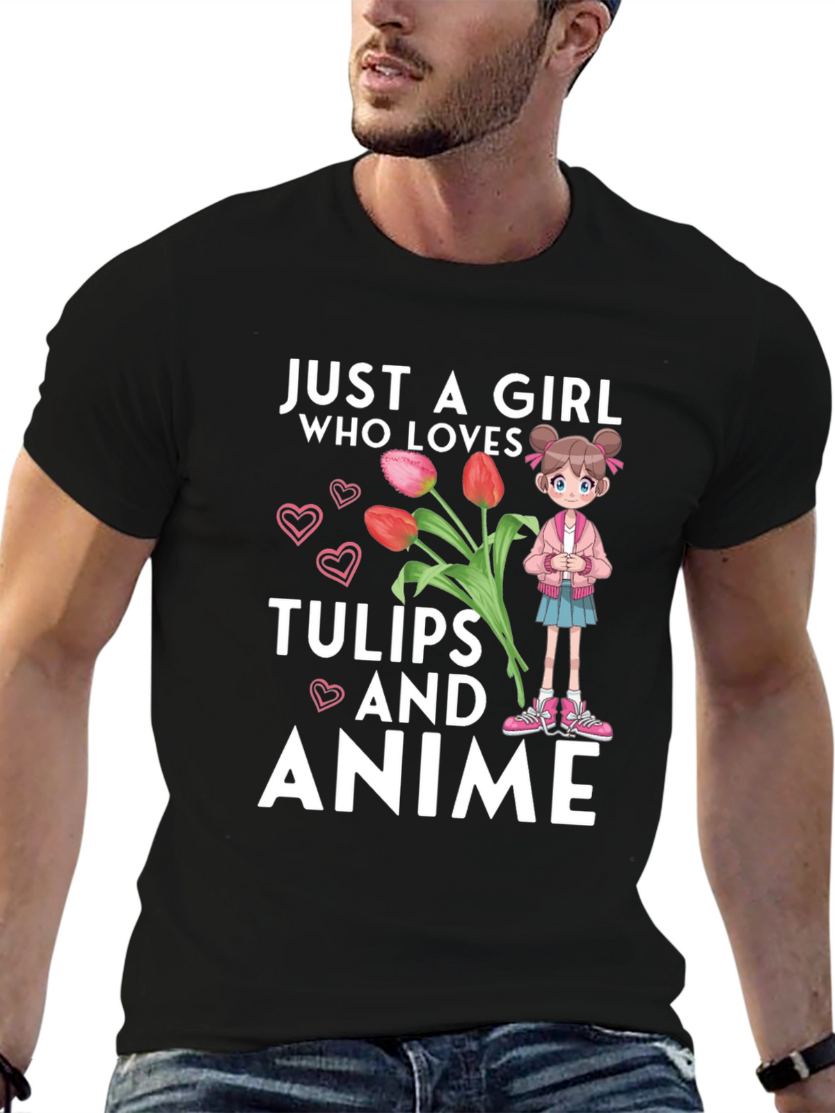 Just a Girl Who Loves Tulips and Anime T-Shirt