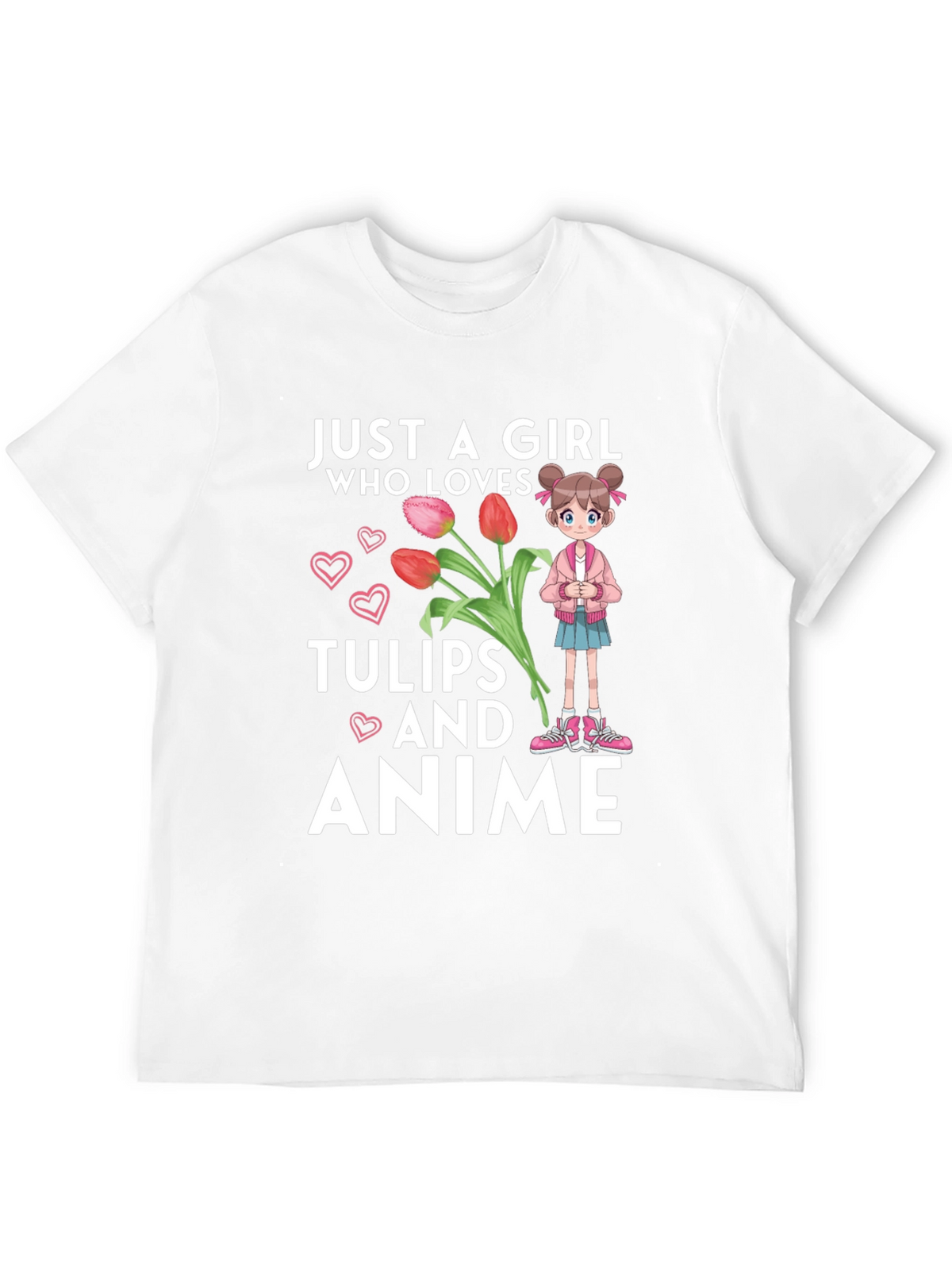 Just a Girl Who Loves Tulips and Anime T-Shirt