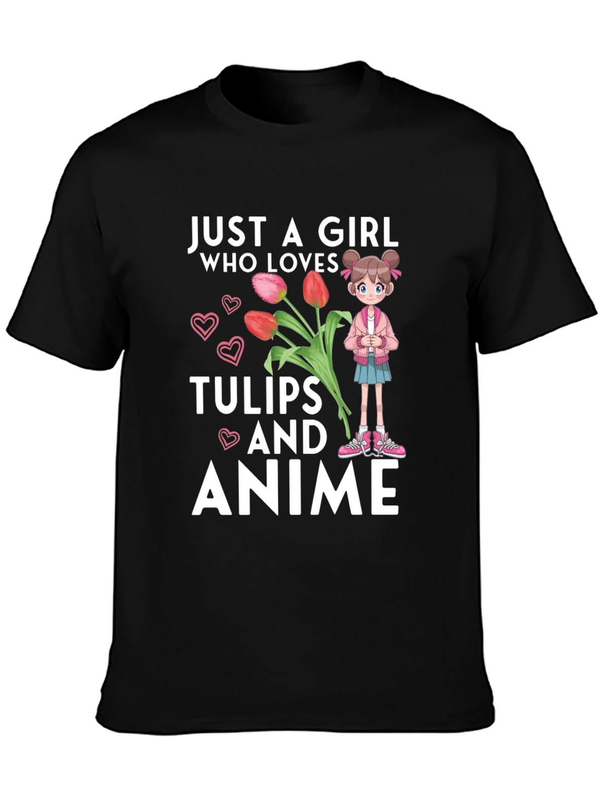 Just a Girl Who Loves Tulips and Anime T-Shirt