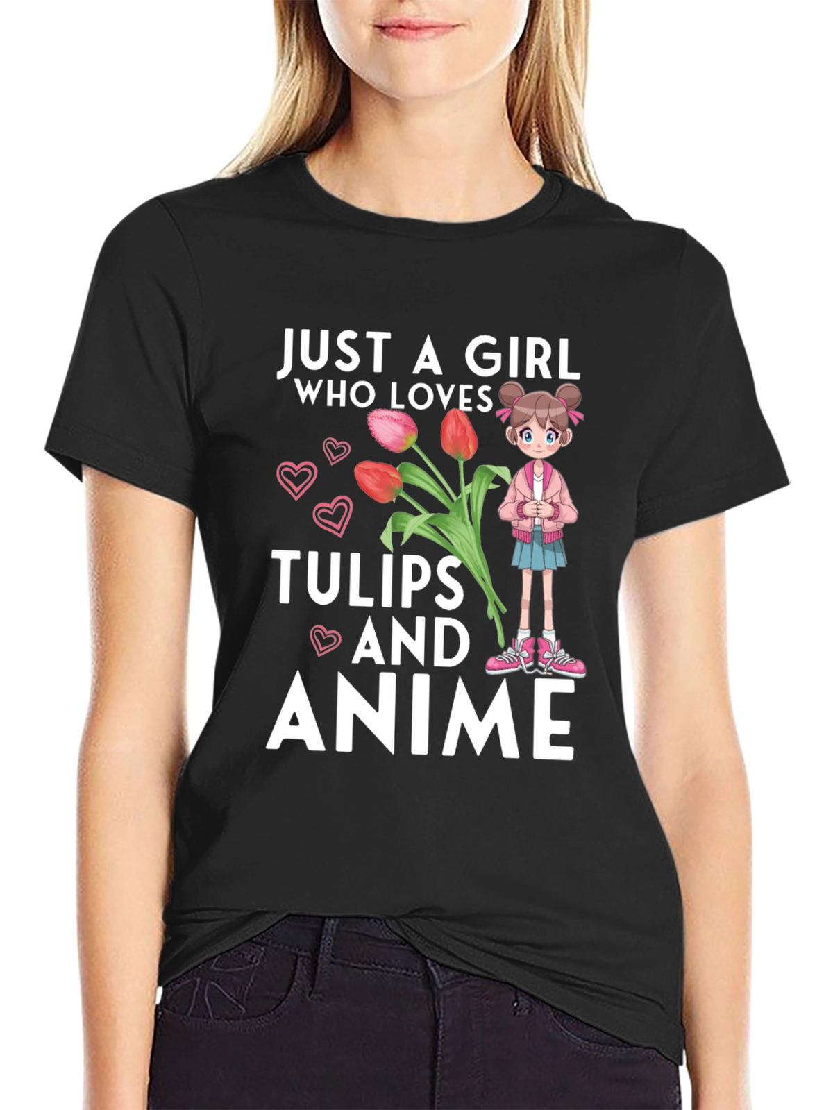 Just a Girl Who Loves Tulips and Anime T-Shirt