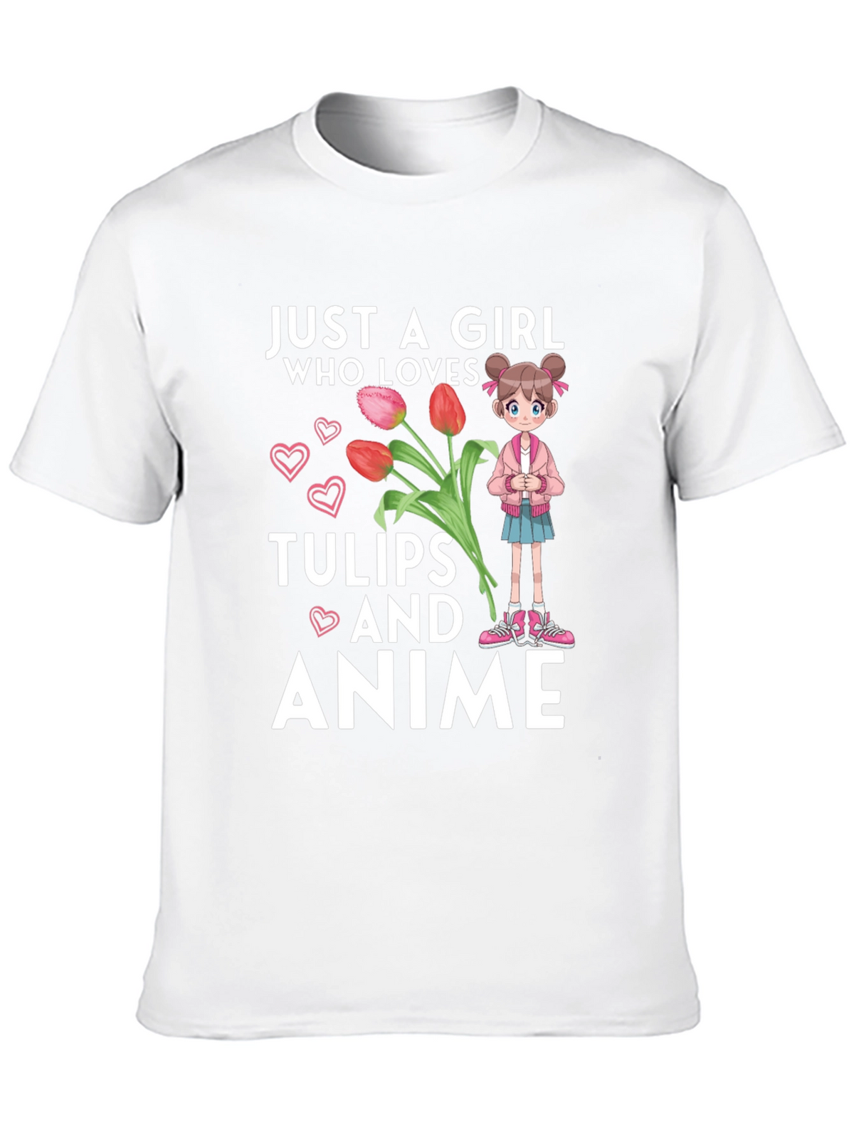 Just a Girl Who Loves Tulips and Anime T-Shirt