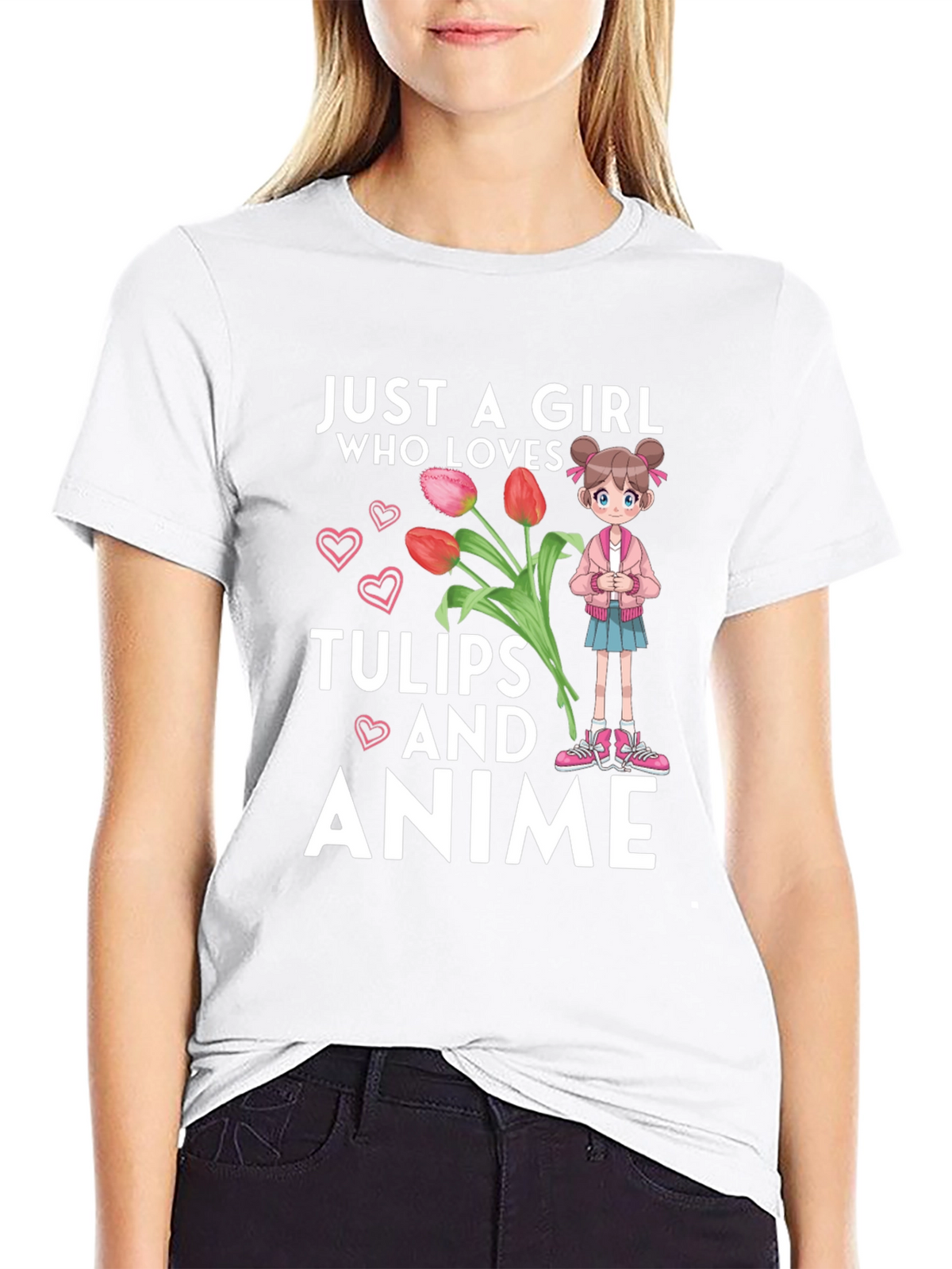 Just a Girl Who Loves Tulips and Anime T-Shirt