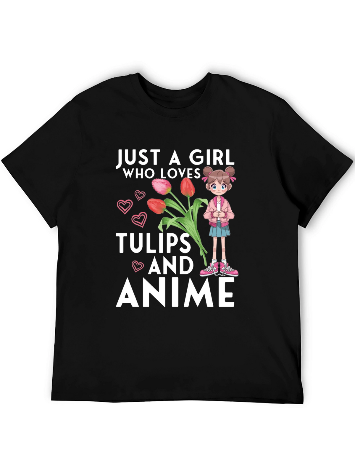 Just a Girl Who Loves Tulips and Anime T-Shirt