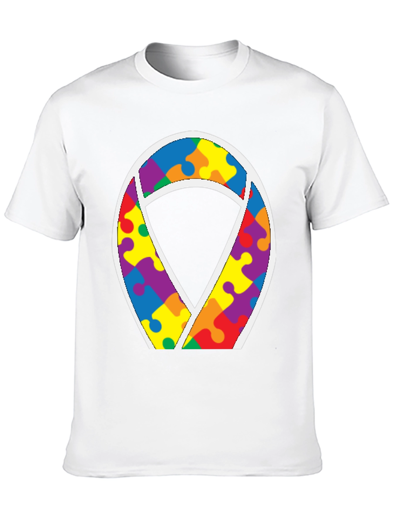 Autism Awareness Puzzle Ribbon Tee - Black