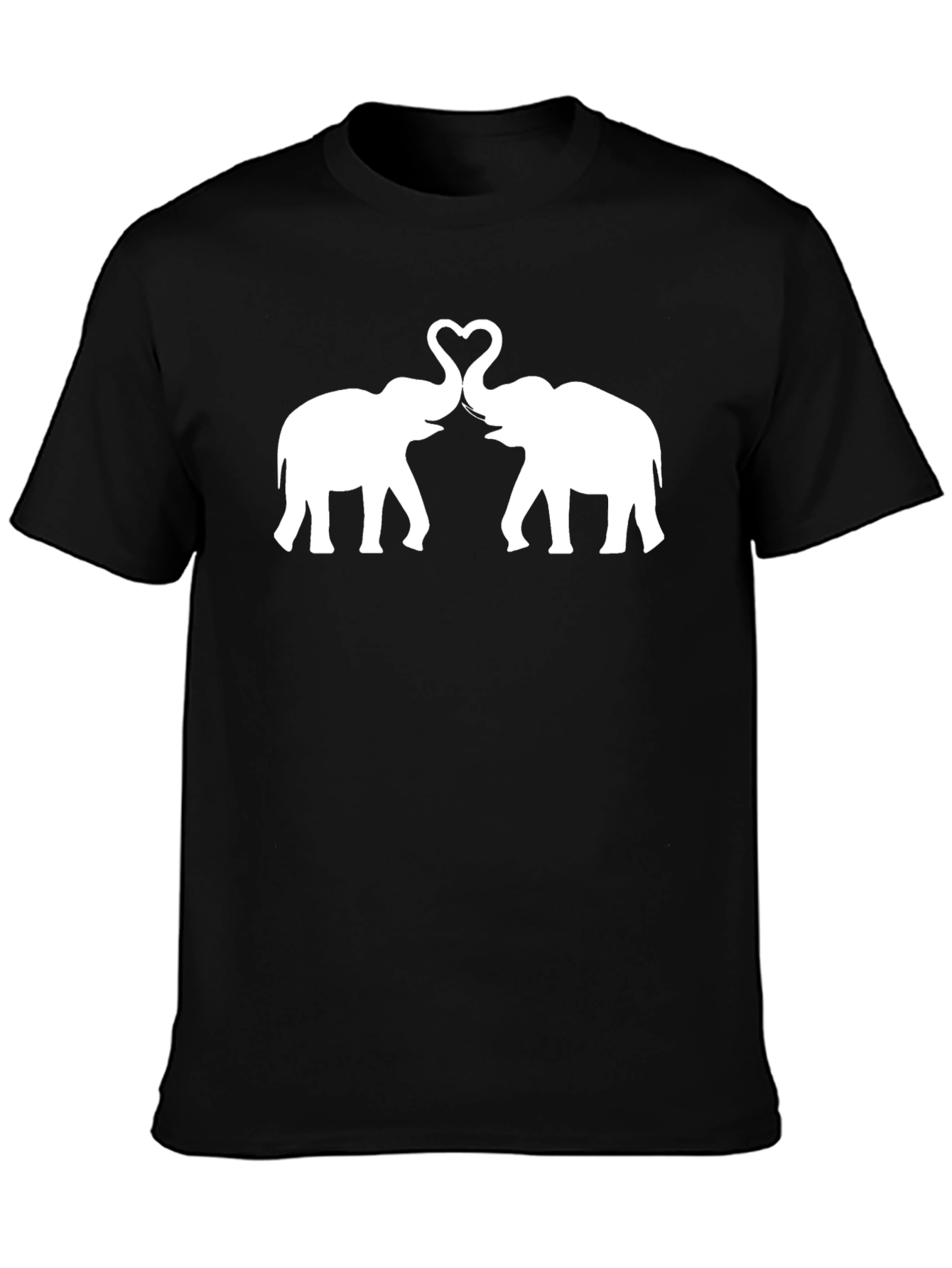 Elephant Love Heart T-Shirt - Black