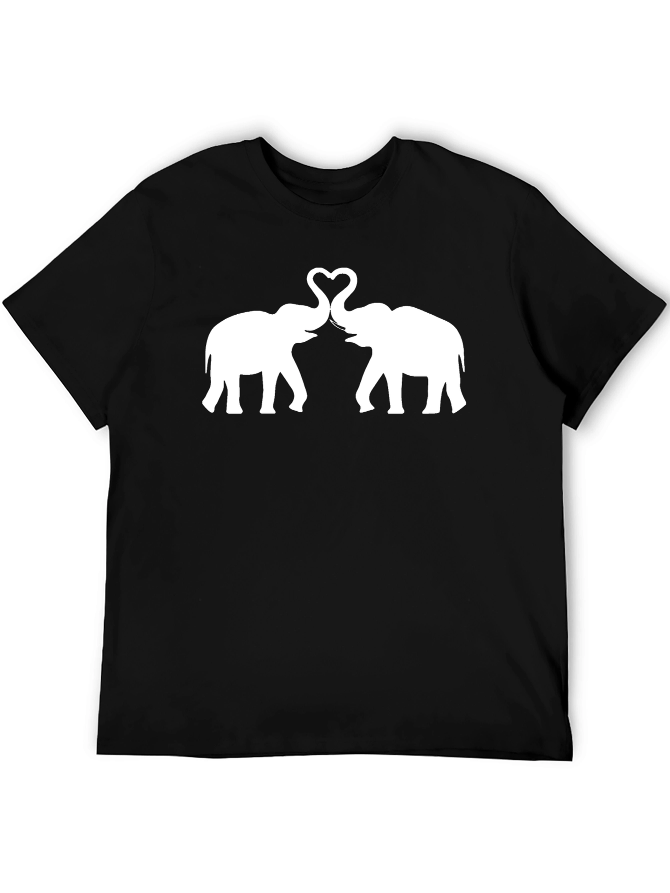 Elephant Love Heart T-Shirt - Black
