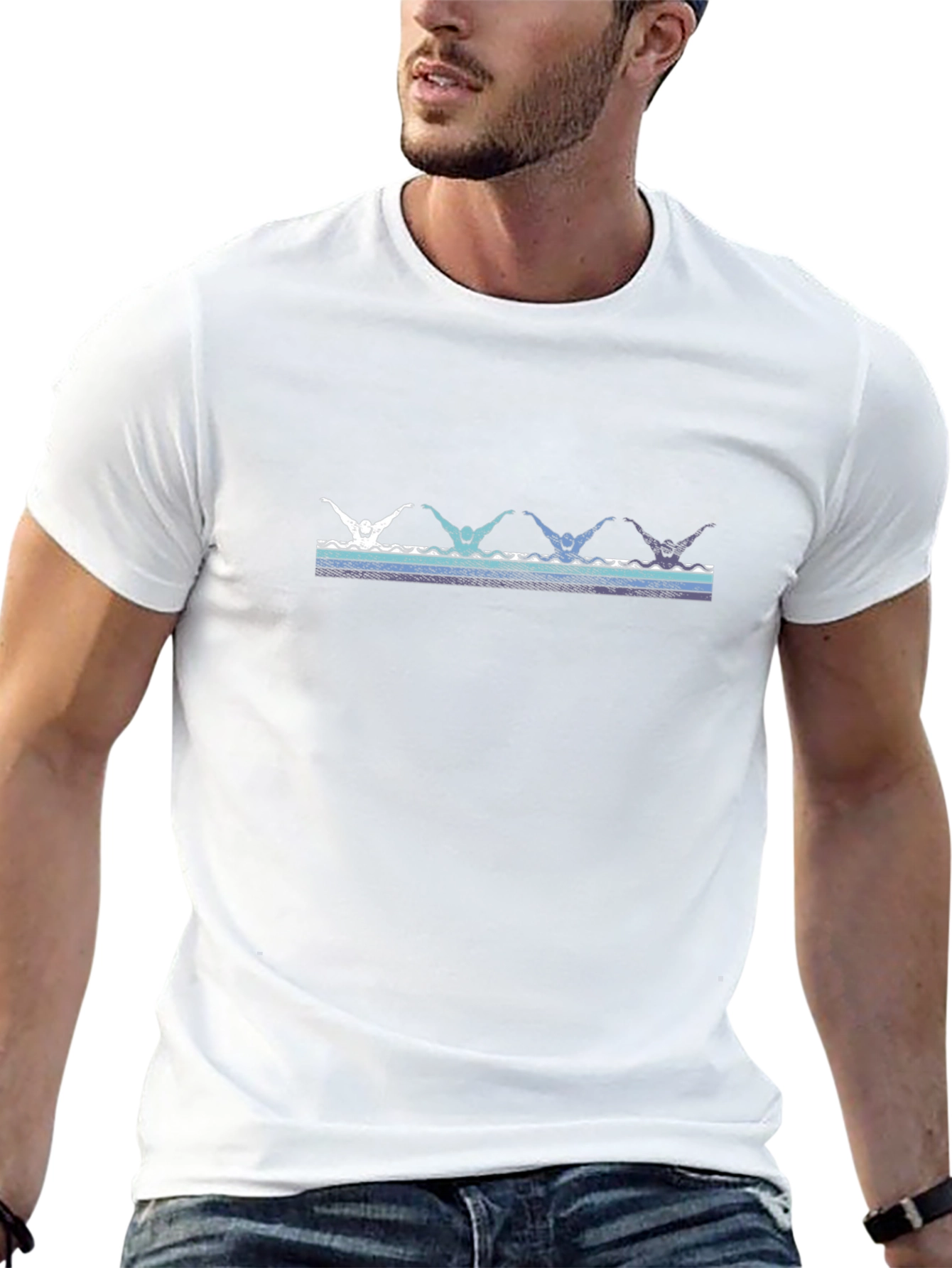 Retro Swimmers Black T-Shirt