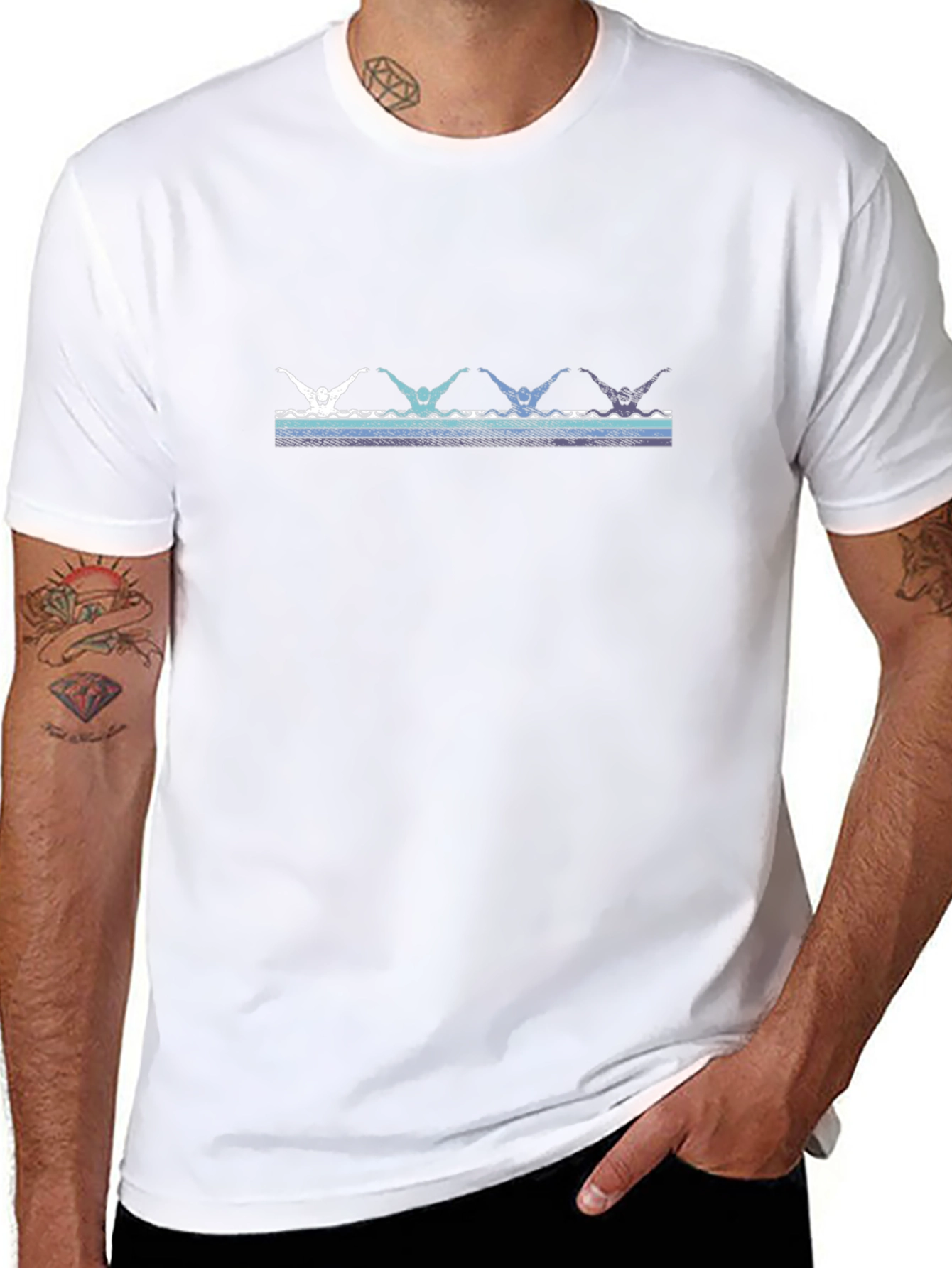 Retro Swimmers Black T-Shirt