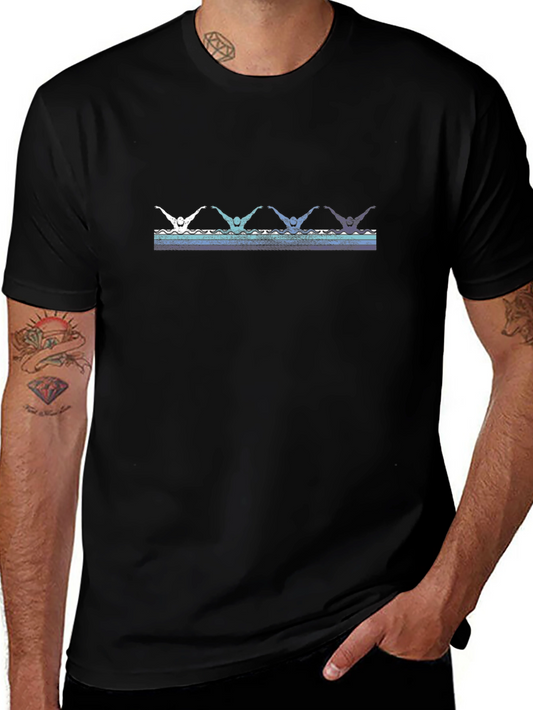 Retro Swimmers Black T-Shirt